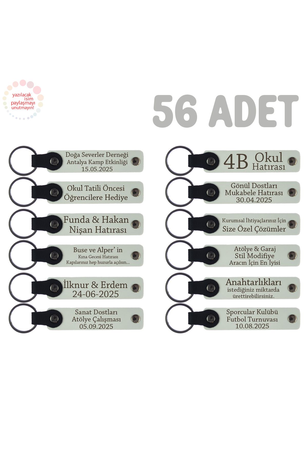 Miaju Modifiye Garaj Müşterileri İçin Reklam Özellikli 56’lı Anahtarlık Set, Promosyonel, Beyaz