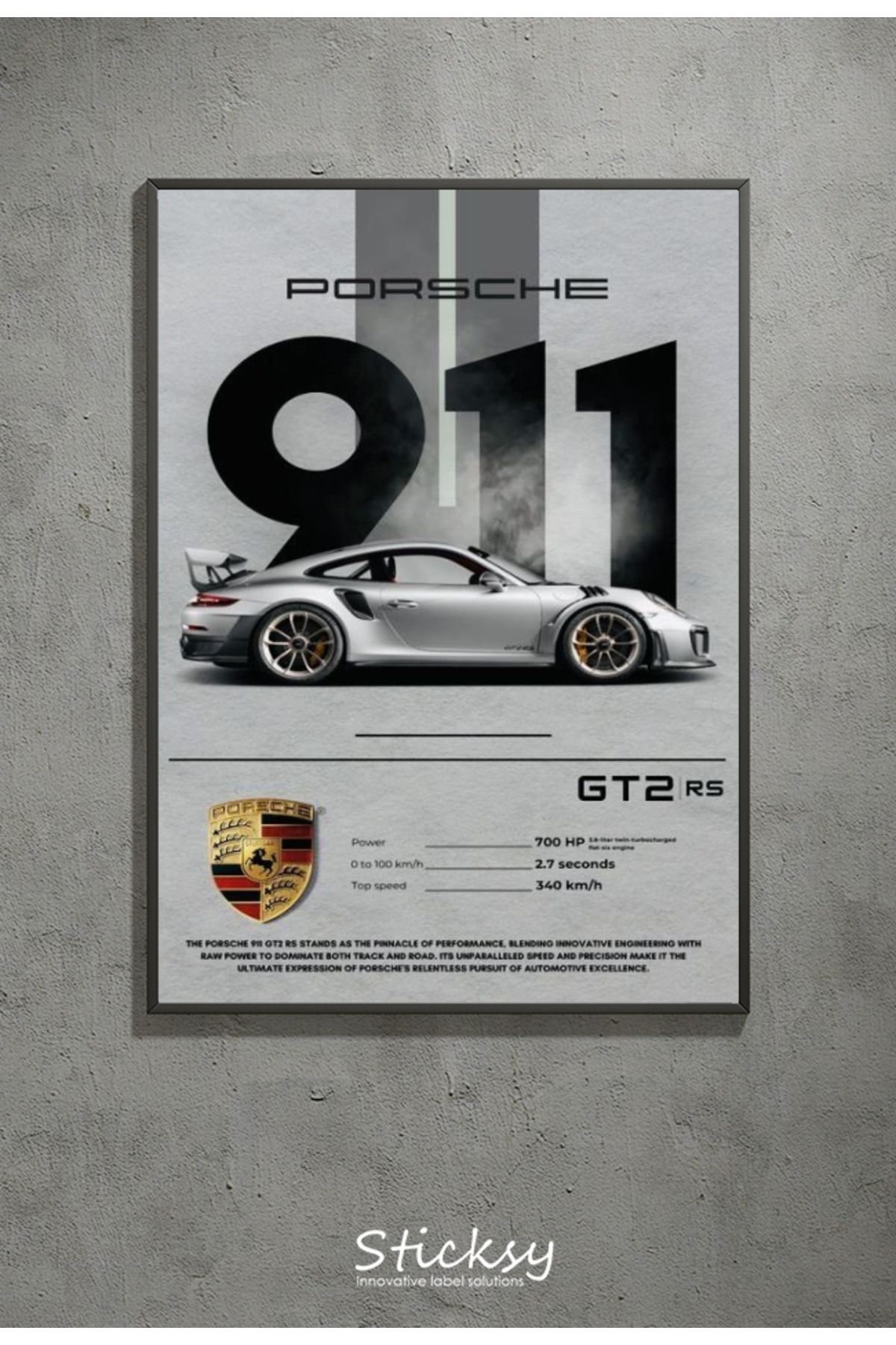 Sticksy Porsche 911 Duvar Posteri , Kalın Kağıt - Araba Posterleri Çerçevesiz
