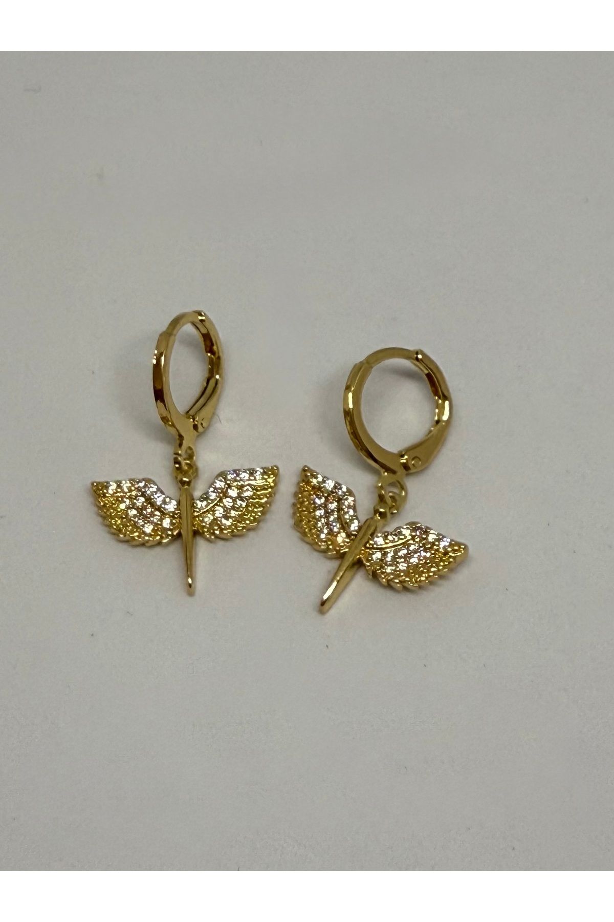 Gulsah's Store Çelik gold mikail melek küpe