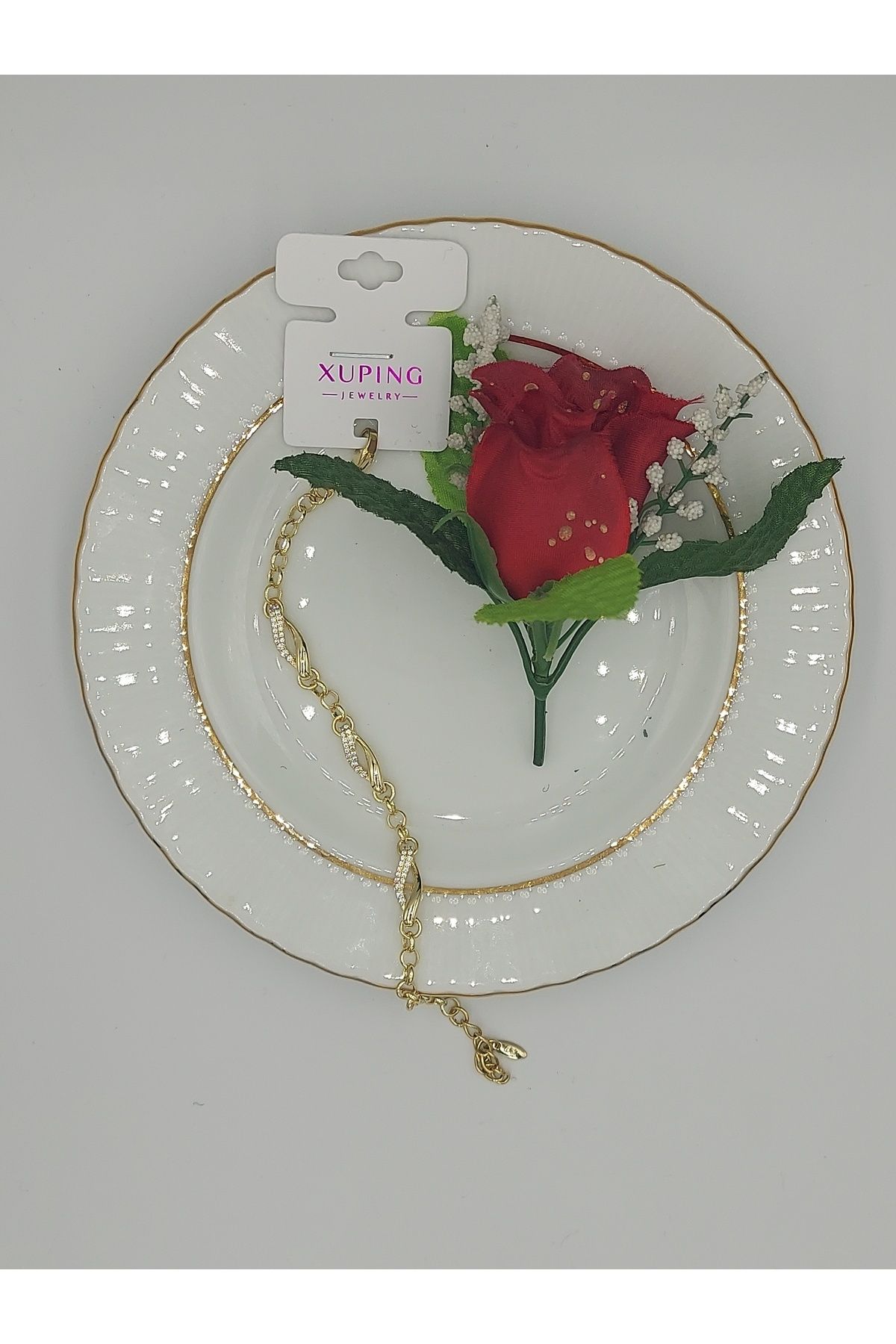 XUPING JEWELRY Xupıng Altın Renk Sonsuzluk Çelik Bileklik 17+2 cm