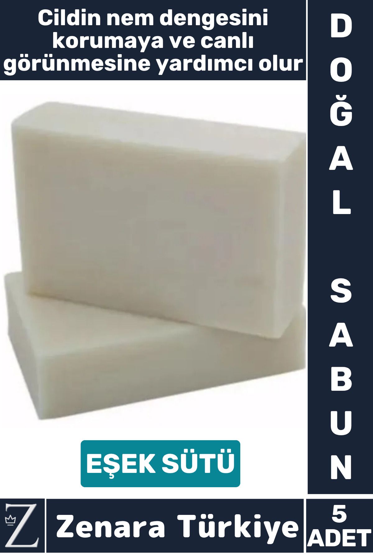 Zenara Bitkisel Organik Doğal Saç Yüz Vücut El Kullanım Cilt Güzelleştirici Mucizevi Sabun EŞEK SÜTÜ 5 Adet