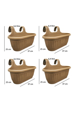 demethome Kendinden Askılı Balkon Saksısı Plastik Kelepçeli Sağlam 6,4 litre ...