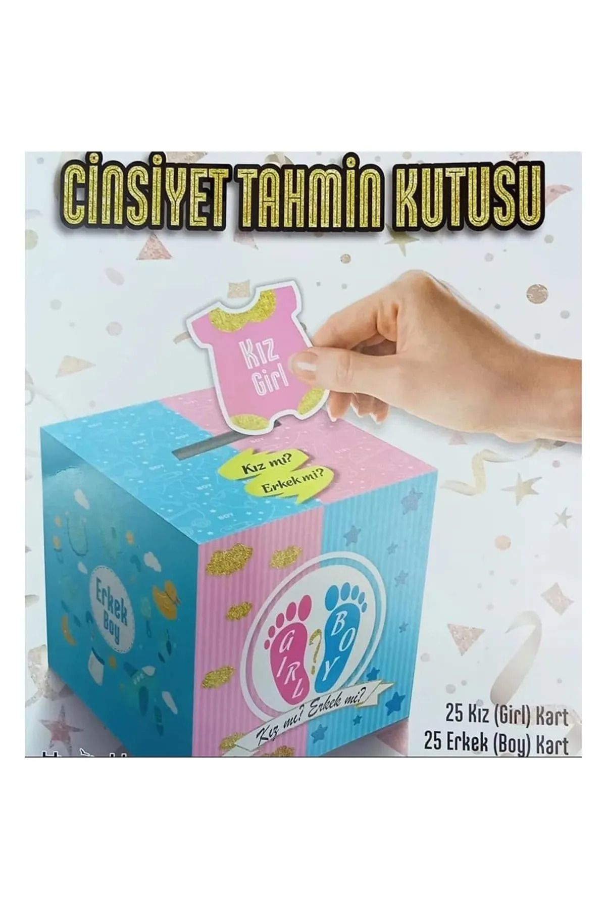 FOKUL Cinsiyet Tahmin Kutusu Kız mı Erkek mi Boy or Girl Cinsiyet Belirleme Partisi Oyunu Kartlı