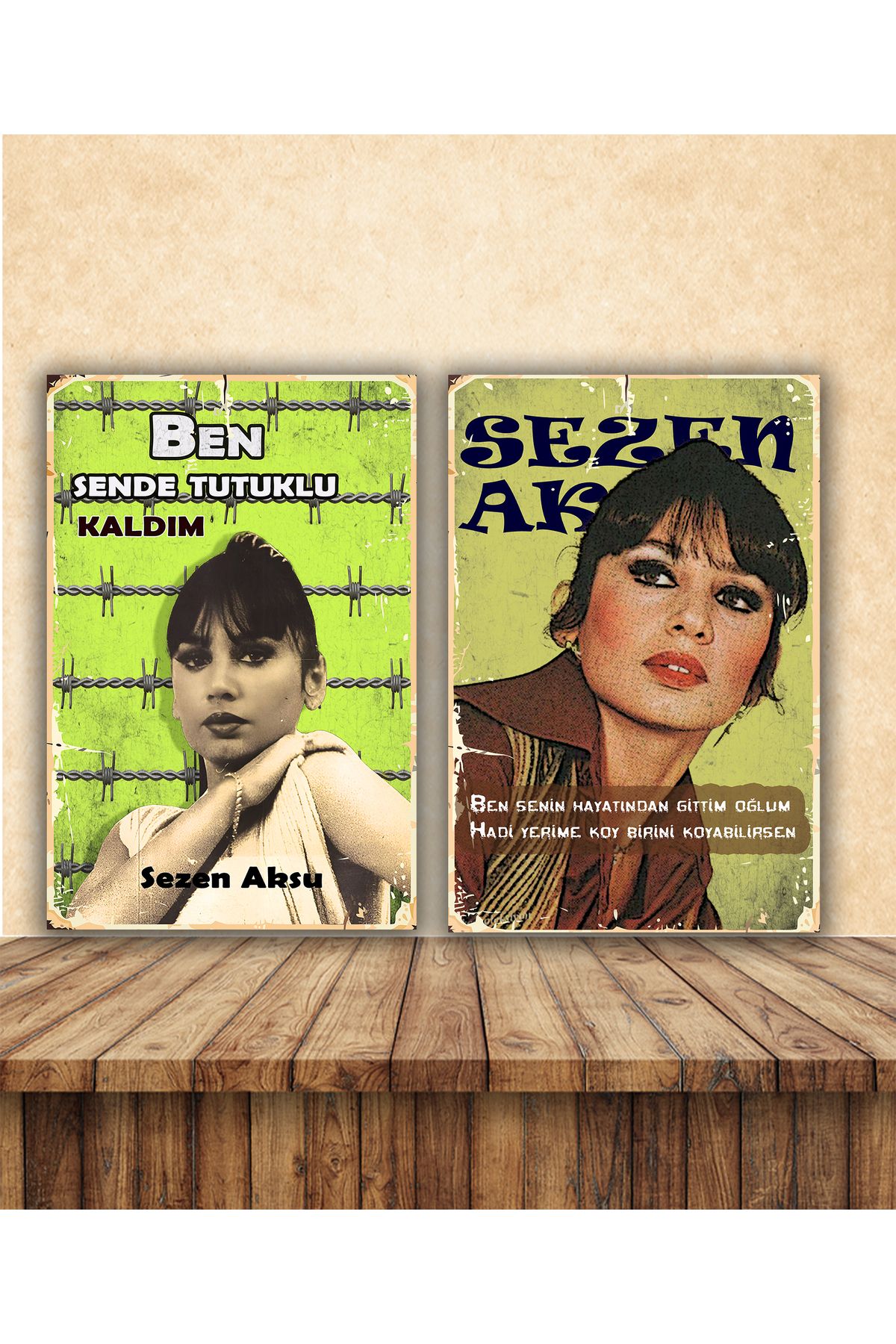 hazalshop Sezen Aksu Sözler Temalı 2 Adet 20 x 30 CM MDF Duvar Tablosu Seti 010
