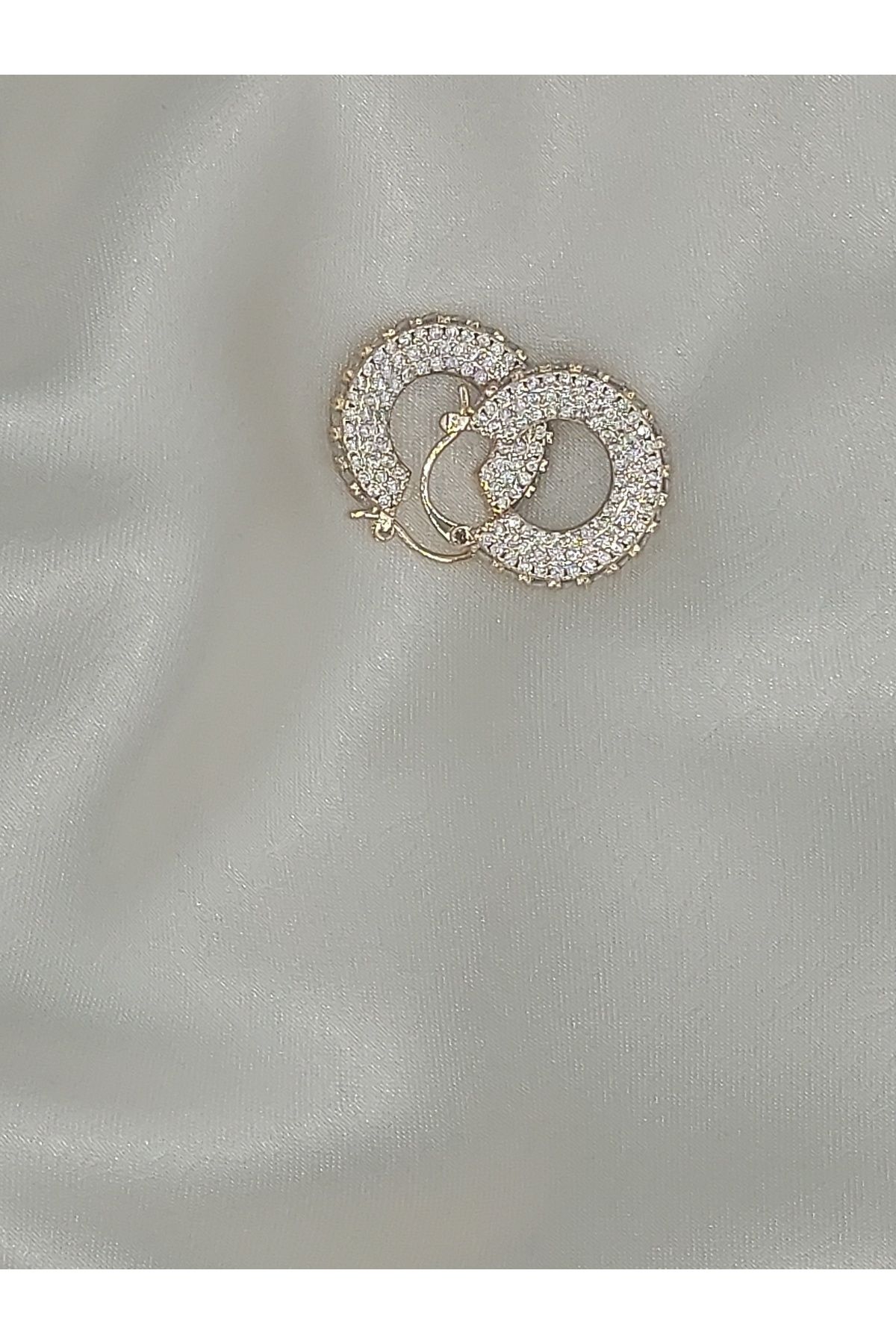 YSX JEWELRY Ysx Zirkon Taşlı Altın Halka Çelik Küpe
