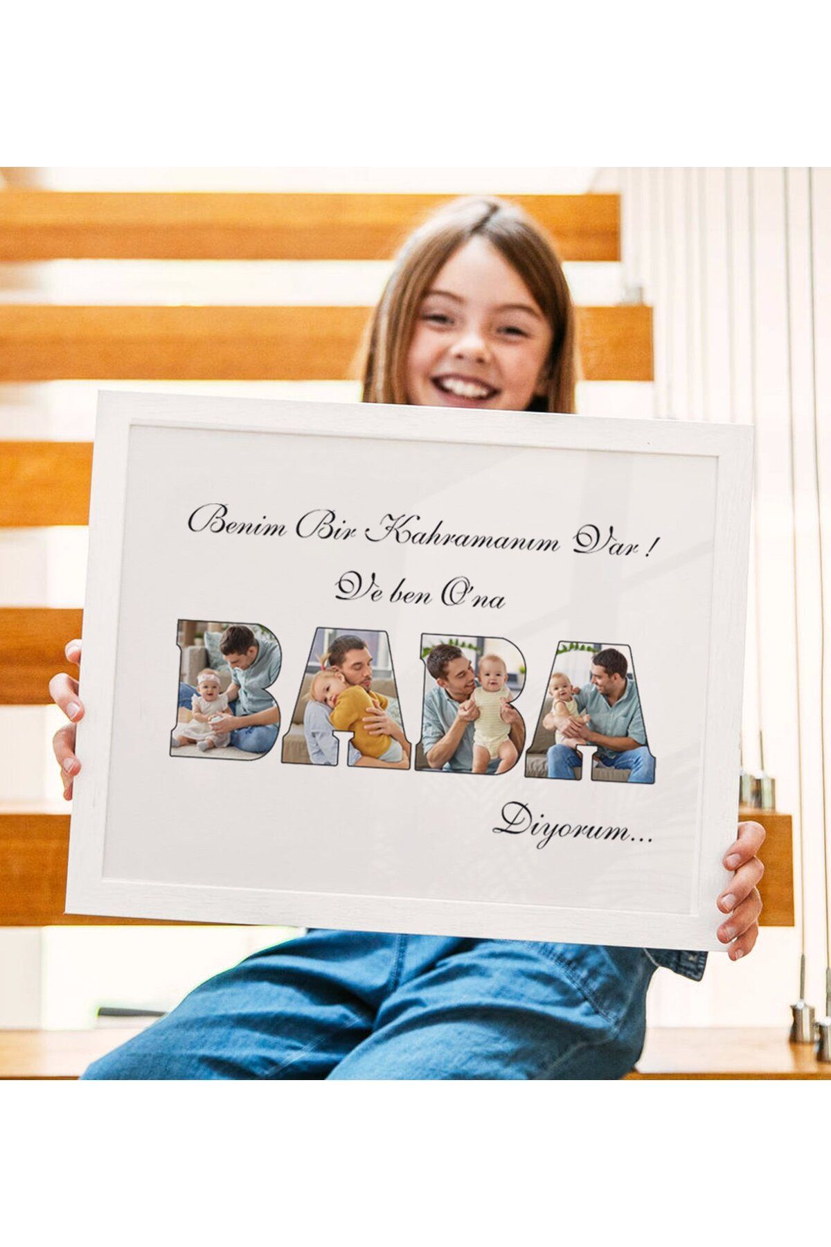 ÇELİKLER HEDİYE Babalar günü Özel Benim Bir Kahramanım Var Çerçeveli Poster