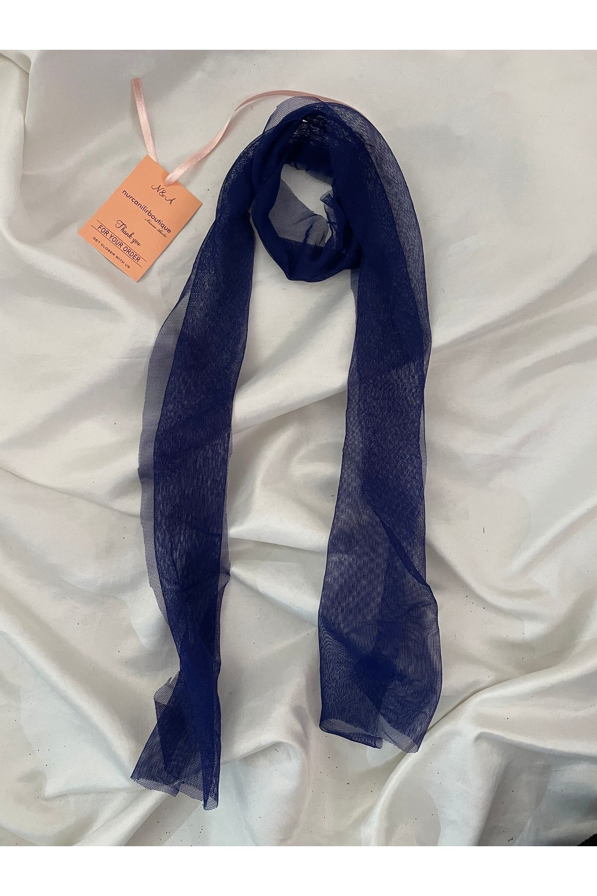 Nurcanilirboutique Lacivert tül fular