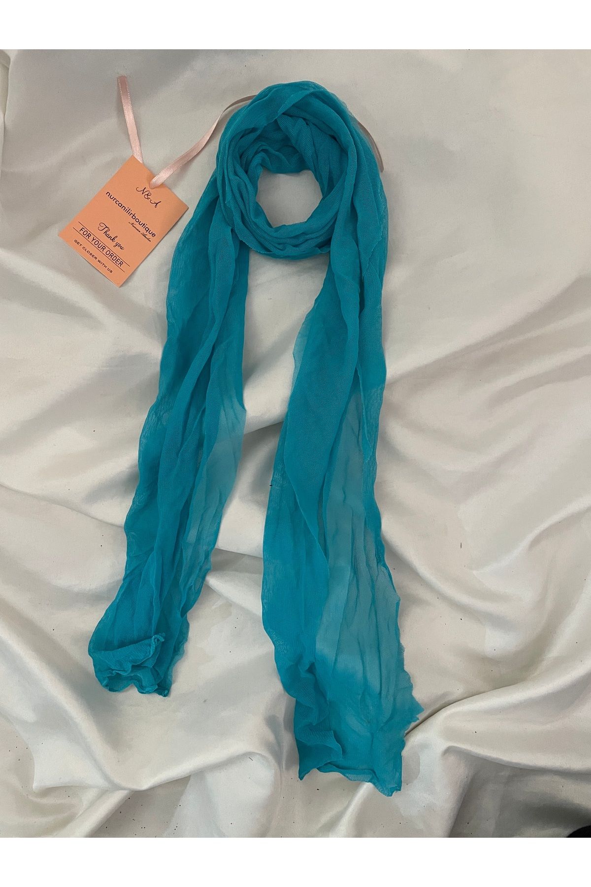 Nurcanilirboutique Mavi turkuaz tül fular