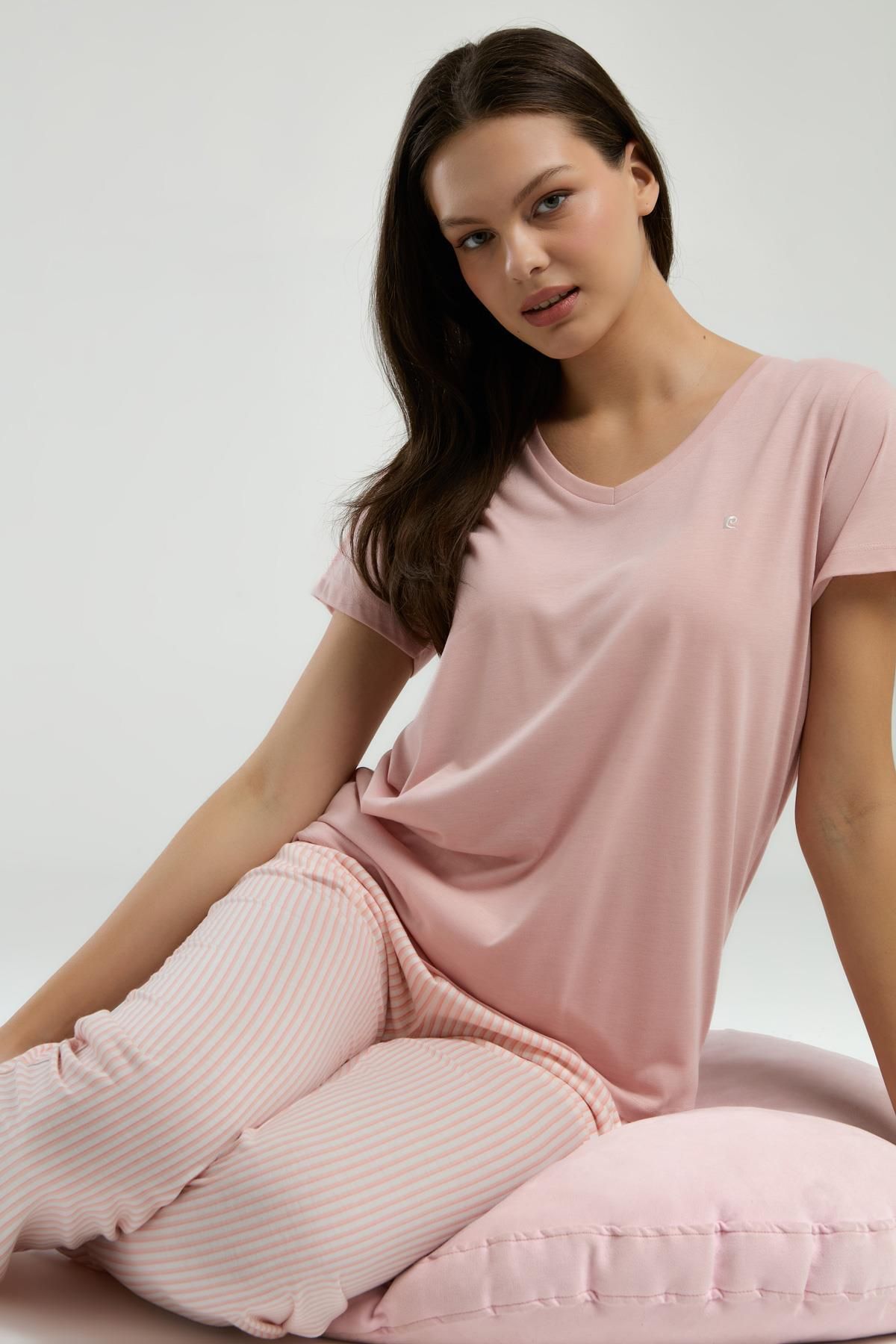 Pierre Cardin Kadın Pijama Takım, Yazlık, Kısakollu, Cep Detaylı
