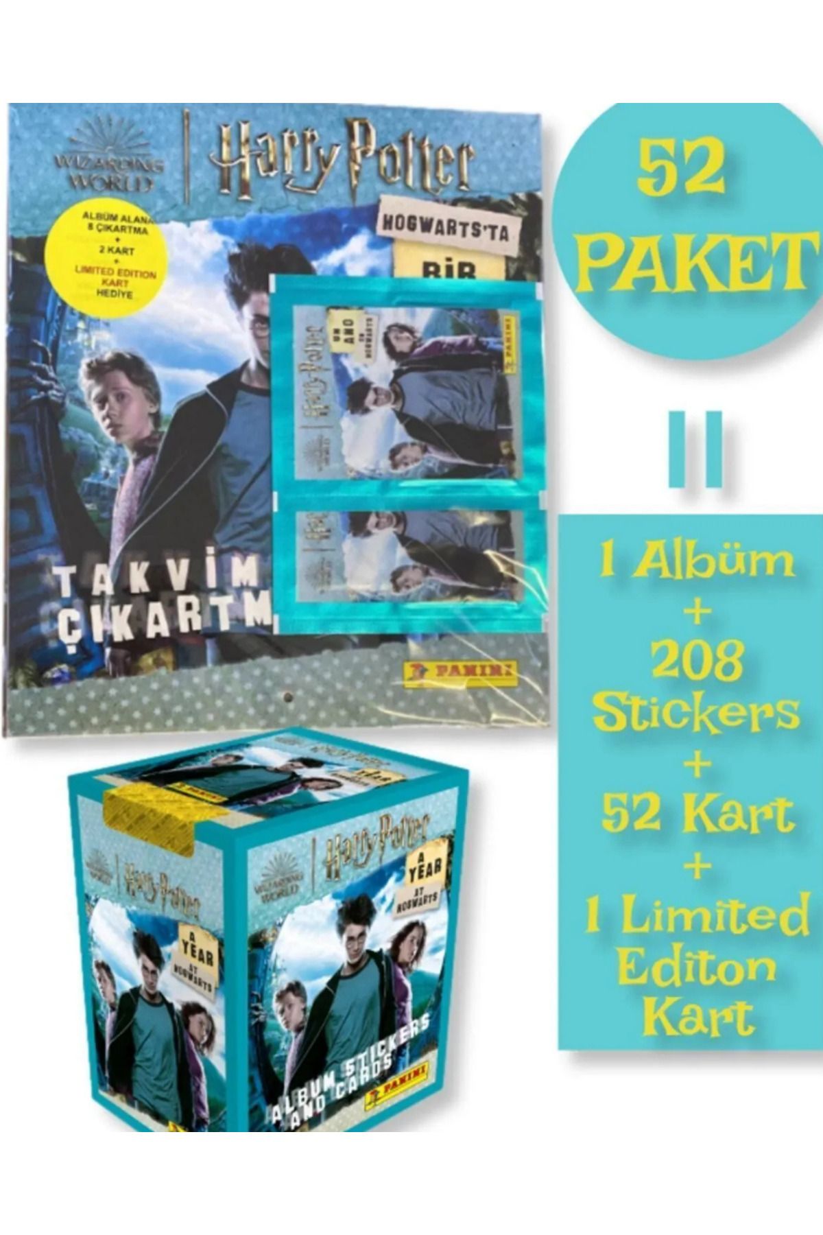 Panini Harry Potter Official Lisanslı Hogwarts'ta 1 Yıl Sticker Seti (50'li Paket=200 Stciker+ 50 Kart)