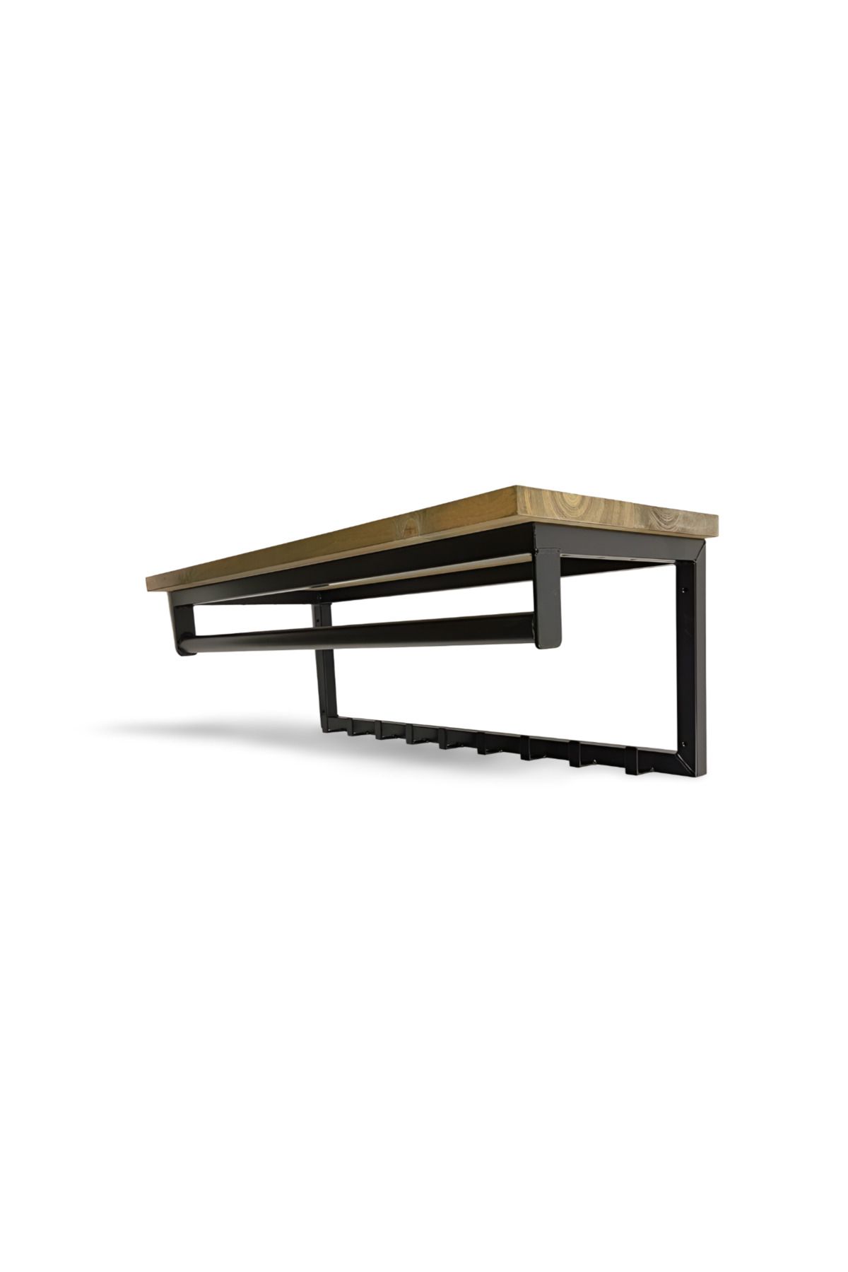 Gelişim Metal Dekoratif Demir Raflı Duvar Askısı - Ahşap Tabla Metal Askılık - Elbise Askısı - Modern Design