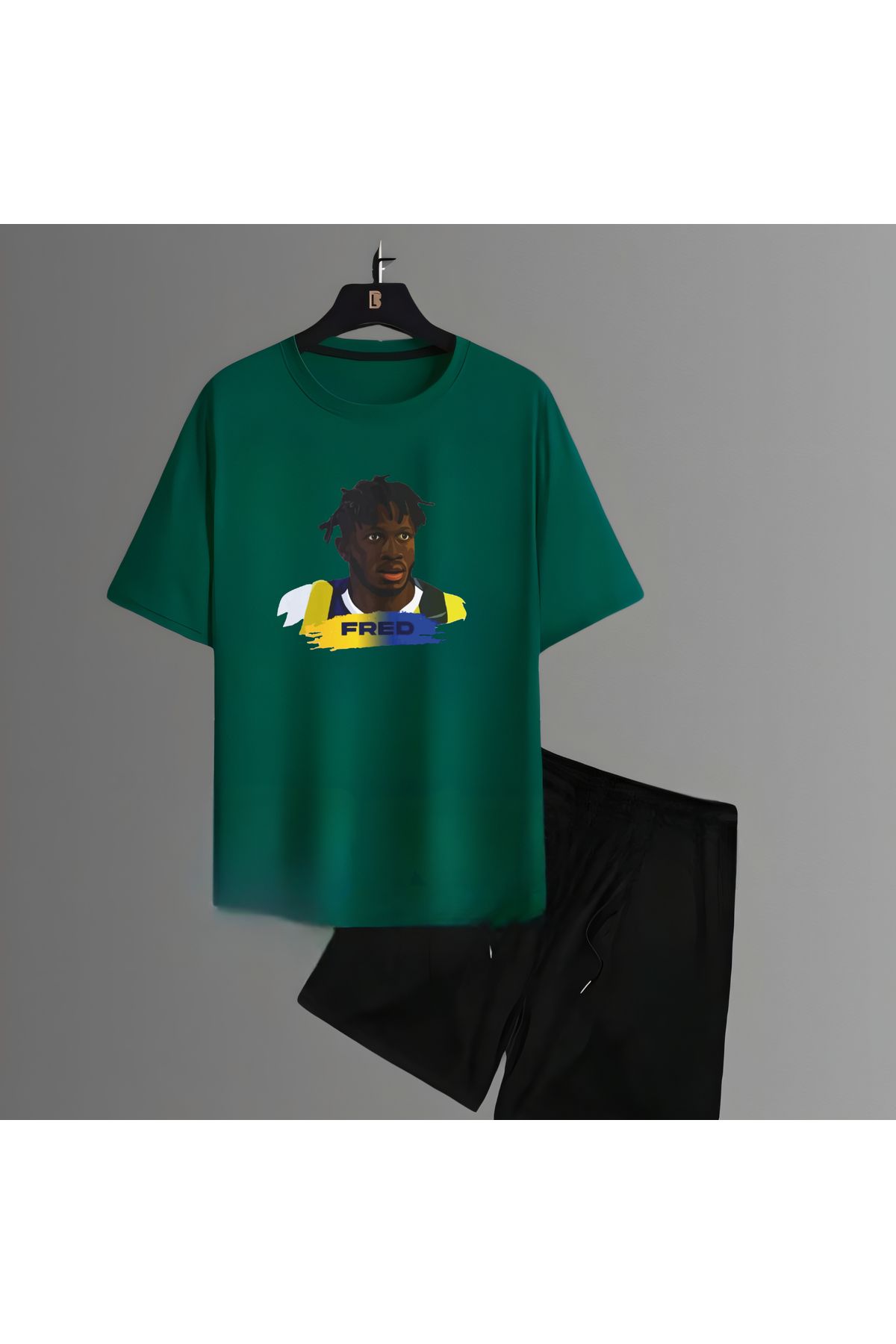 Biy Store Fred fotograf forma baskılı unisex kadın erkek kısa kollu tişört t-shirt şort takımı