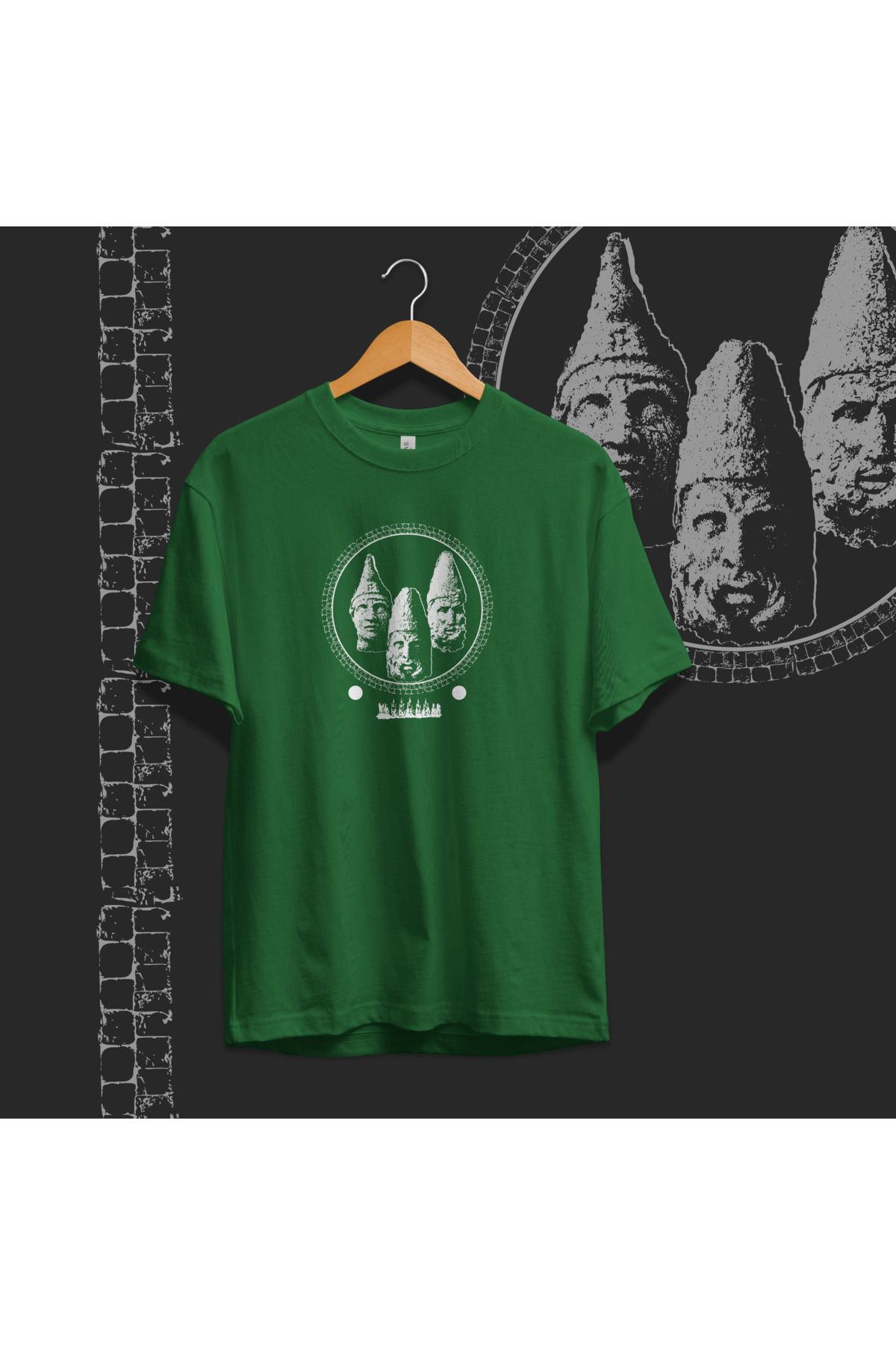 Hystoric Wear Nemrut Dağı Heykelleri Baskılı Basic T-shirt
