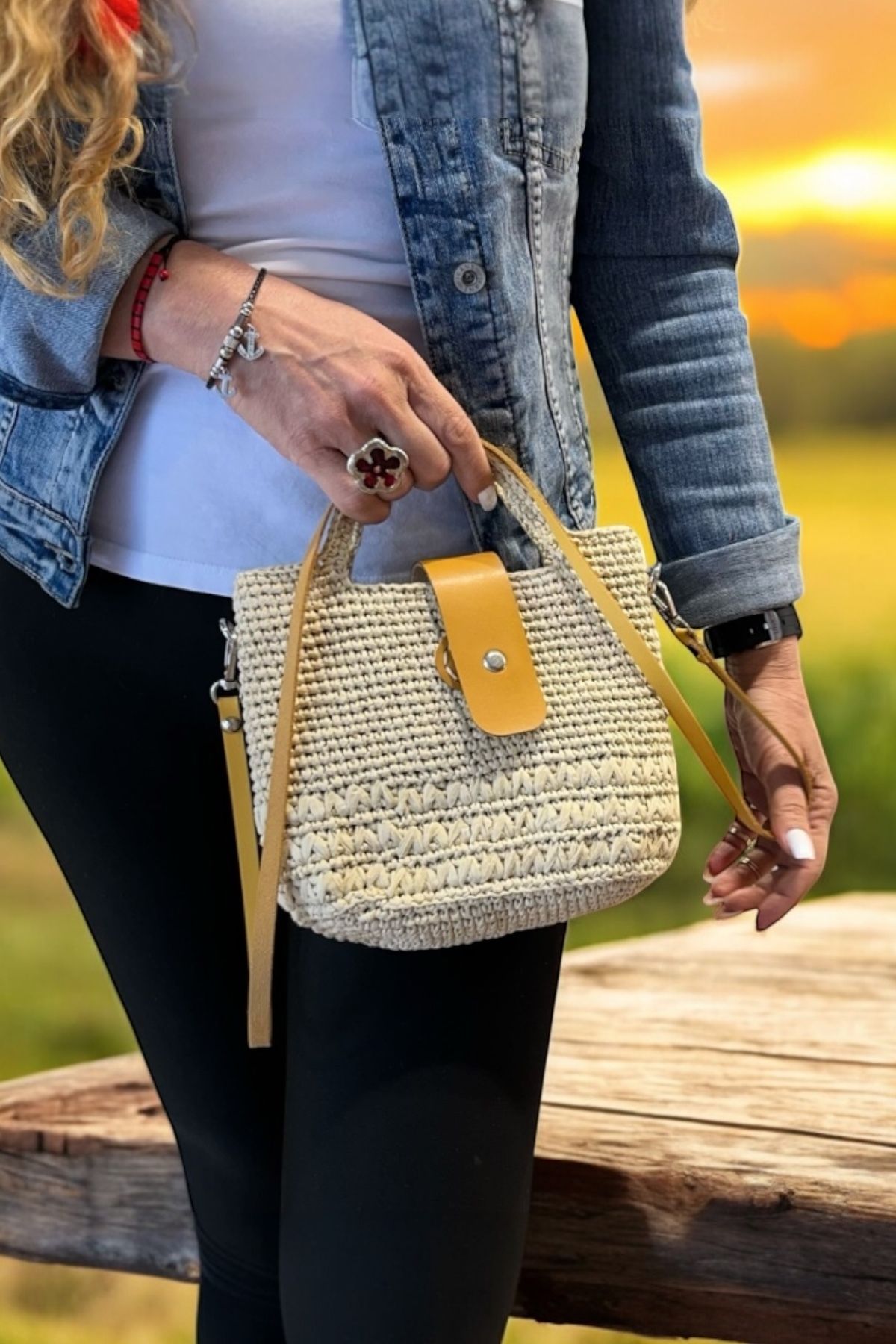 Butik El Yapımı Astarlı ve Askılı Hasır Çanta