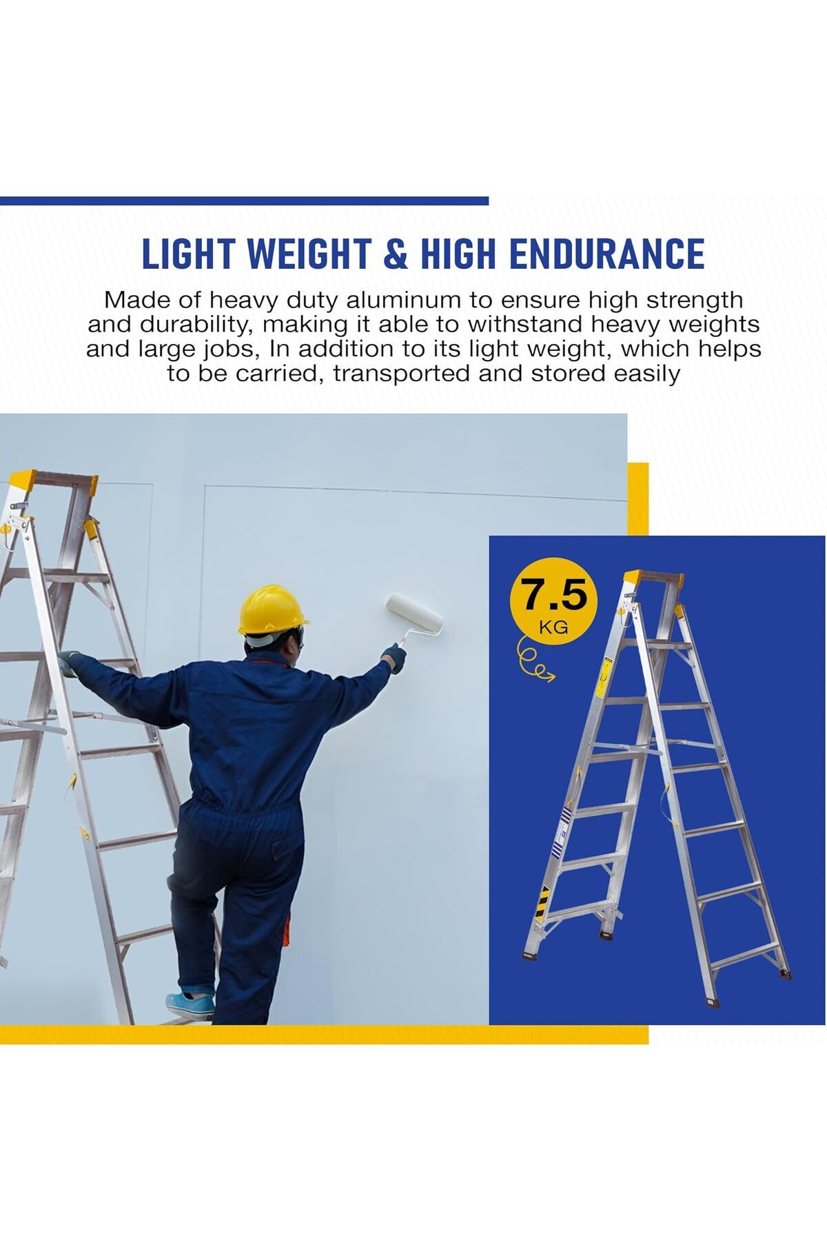 Mazaya Aluminium-Mazaya Aluminum Foldable Ladder 7 Steps 5