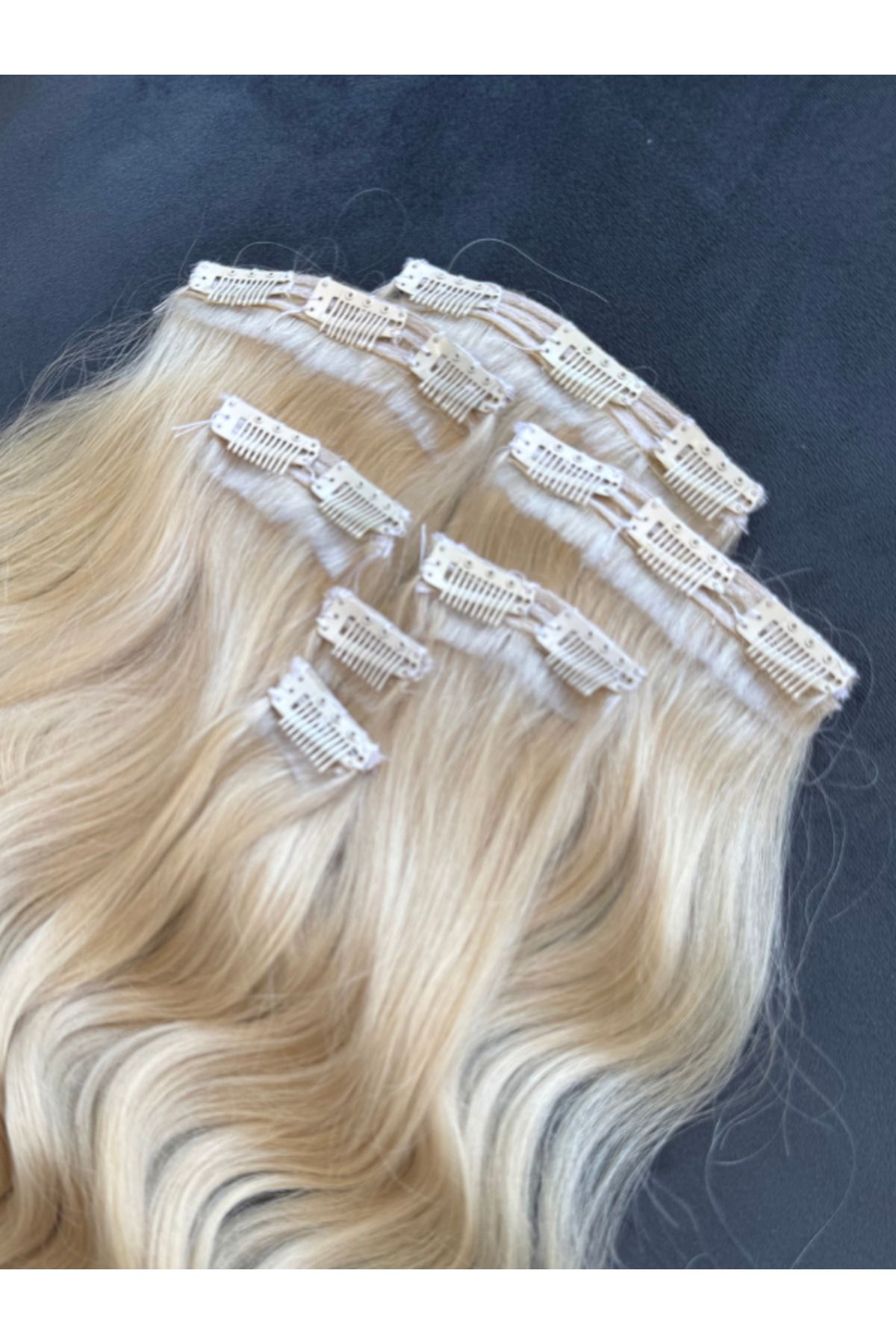 Hairpim Kadınca Peruk Wavy %100 İnsan Saçı Platin (150 gr) 7 Parça Set ÇITÇIT705