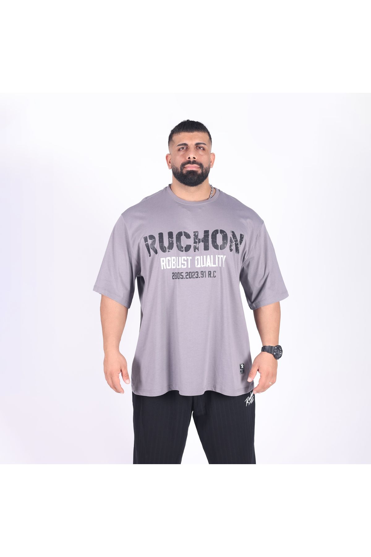 RUCHON NUTRITION Erkek Oversize Spor Tişört | %100 Pamuk Fitness T-shirt - RUCHON SPORTS R.R. QUALITY 2805