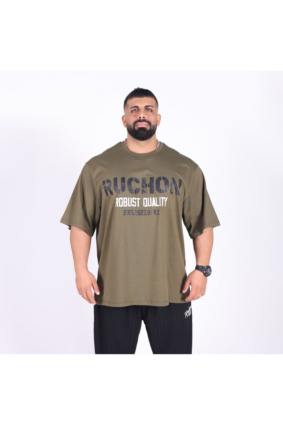 RUCHON NUTRITION Erkek Oversize Spor Tişört | %100 Pamuk Fitness T-shirt - RUCHON SPORTS R.R. QUALITY 2805