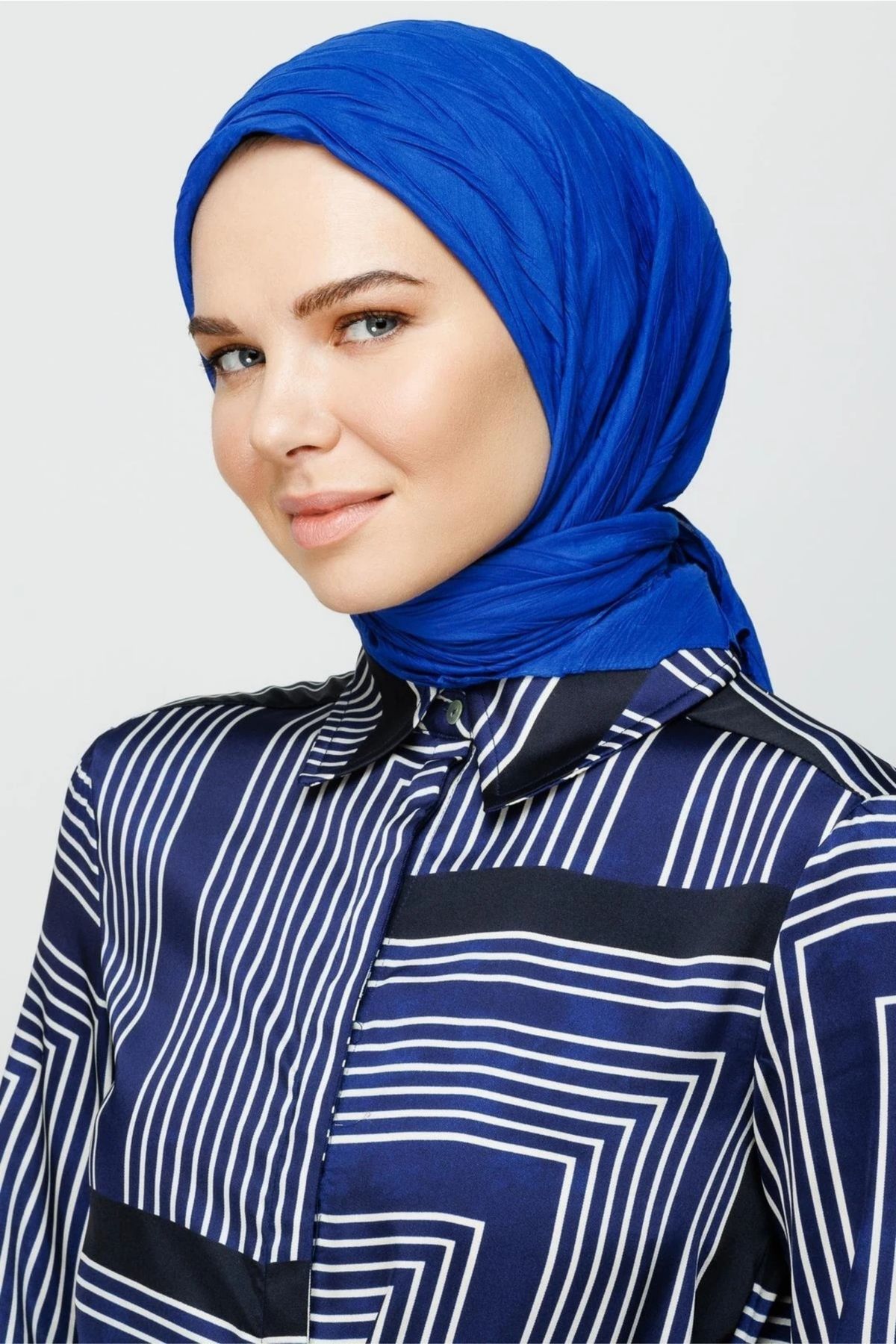 MENESSA Piliseli Bambu Eşarp Saks Mavi