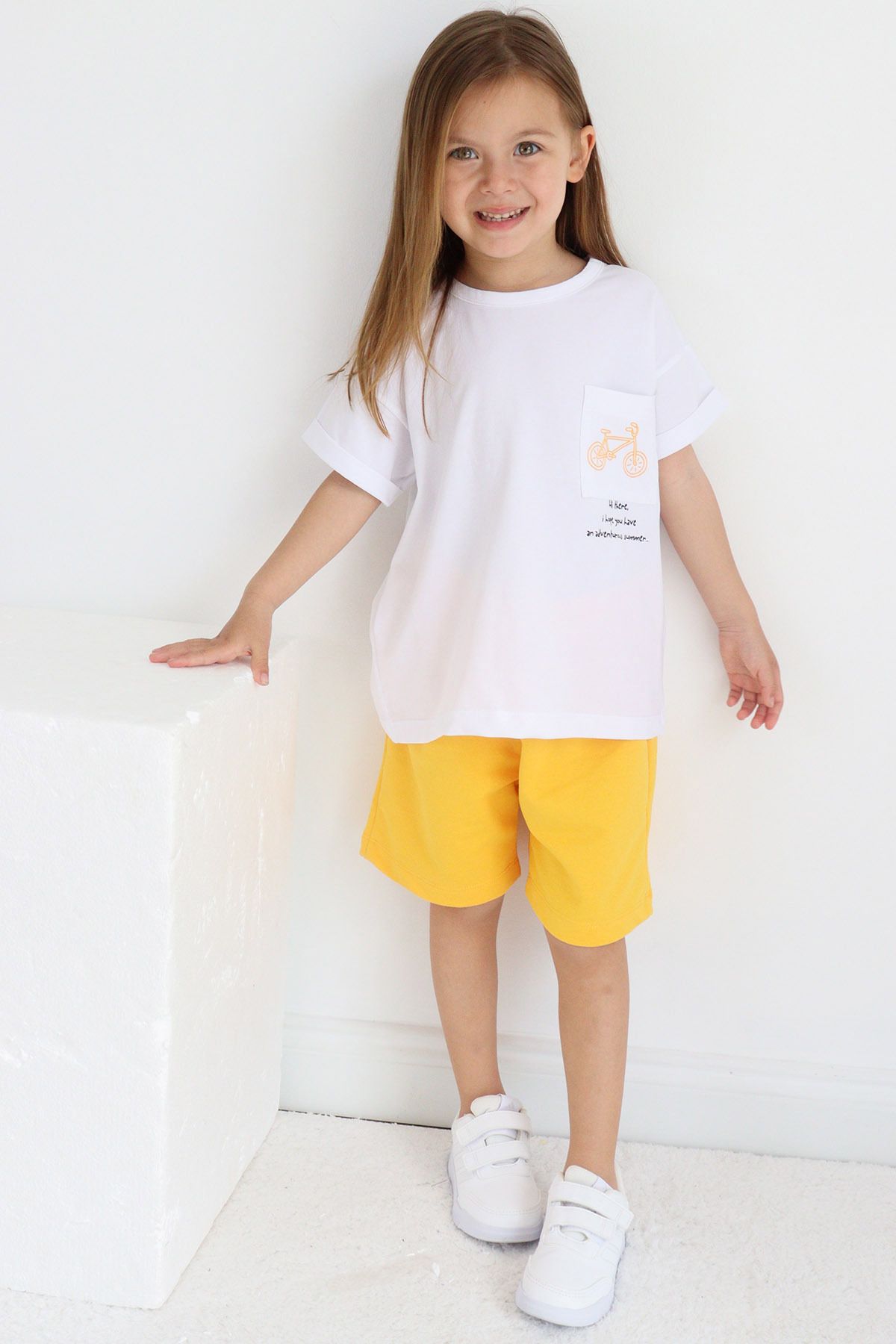 Babywom Oversize Kız Yazlık Şorlu,Cepli Tshirtli Takım
