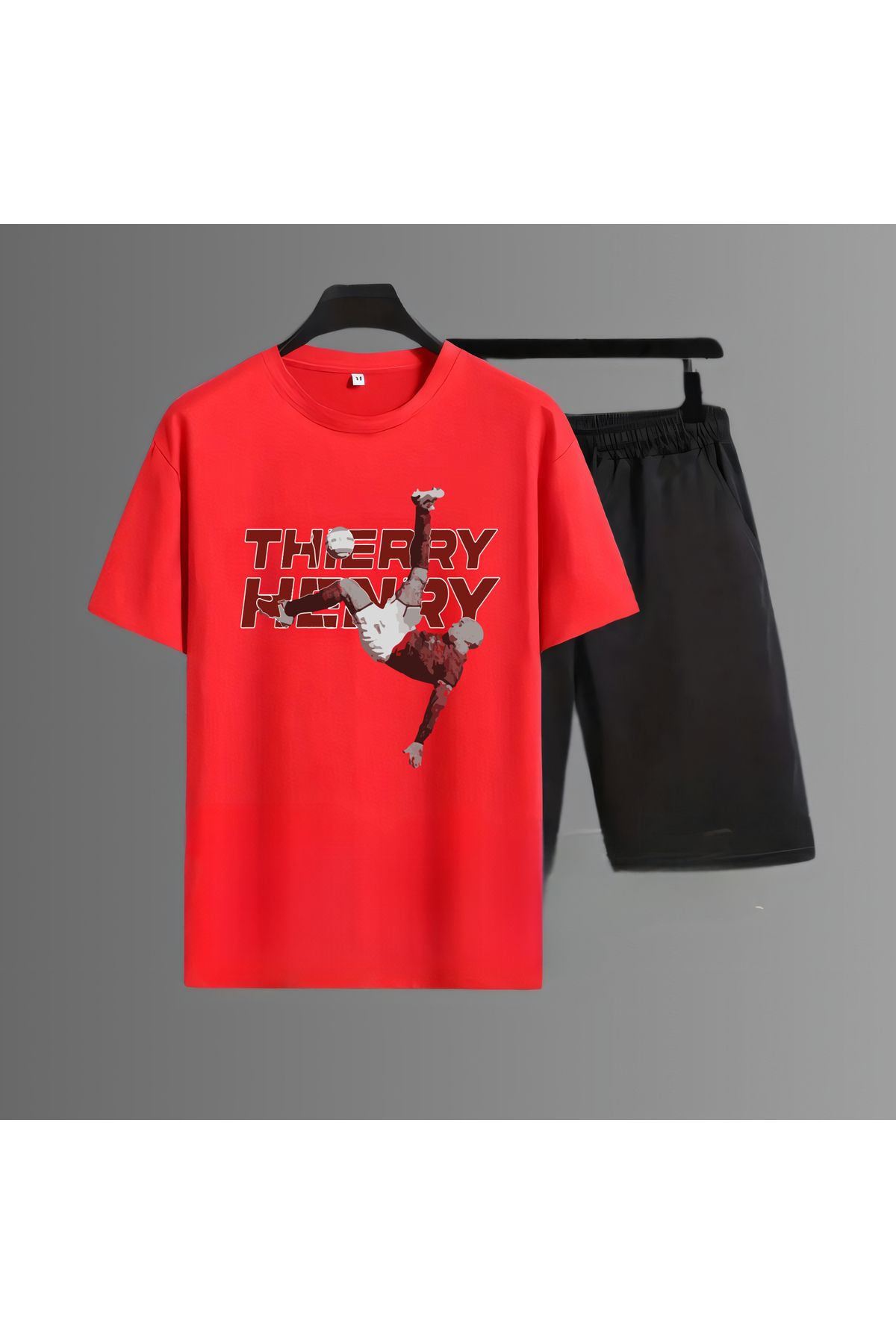 Biy Store Thierry Henry rövaşata fotoğraf forma unisex kadın erkek kısakollu tişört t-shirt şort takımı