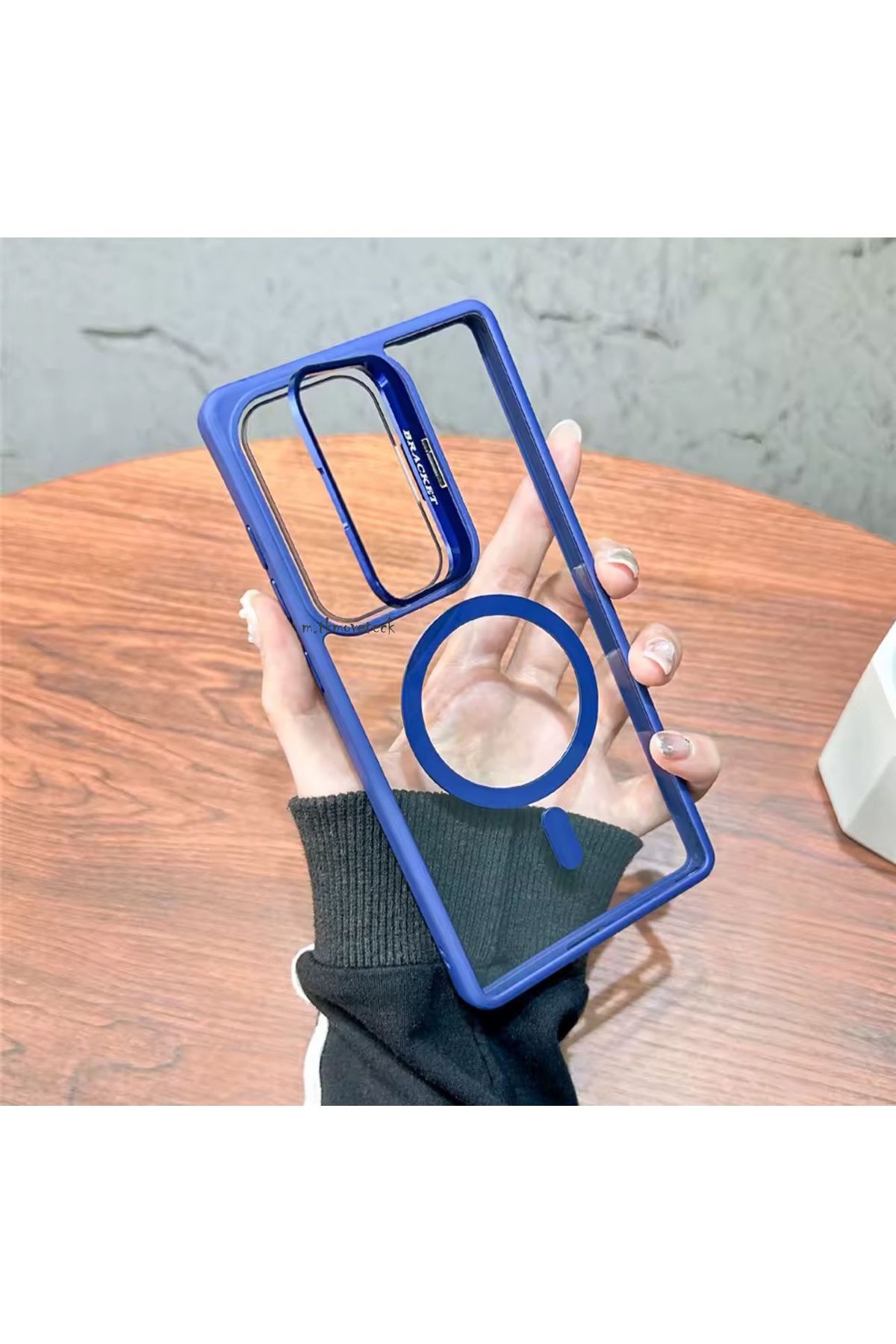 m.tk moveteck Samsung Galaxy A56 Kılıf Standlı Mika Magsafe Hassas Buton Metal Tuşlu +Kamera Lens Cam Hediyeli Set