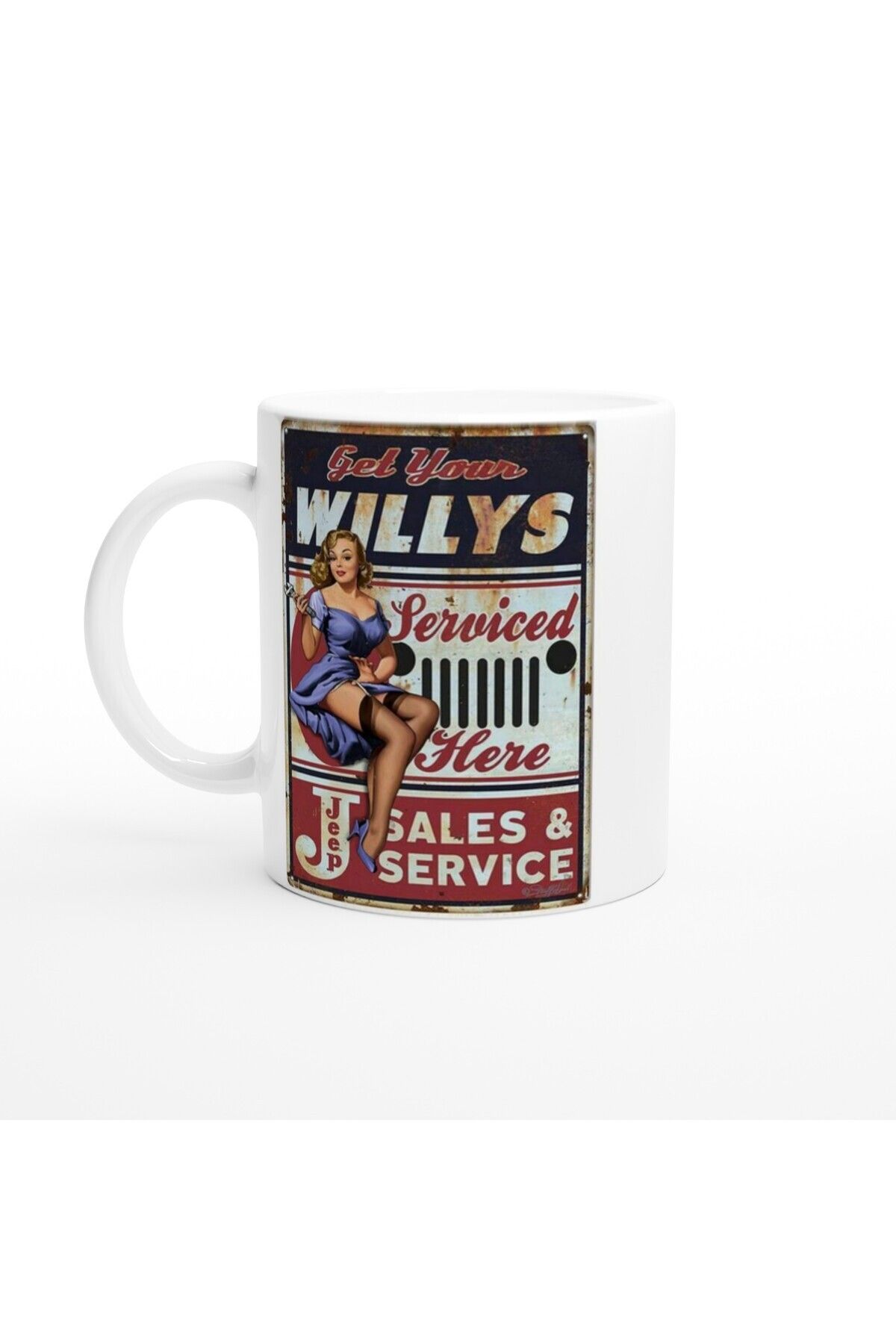 MESCHAIN Willys Jeep Pin-Up Servis Temalı Retro Kupa