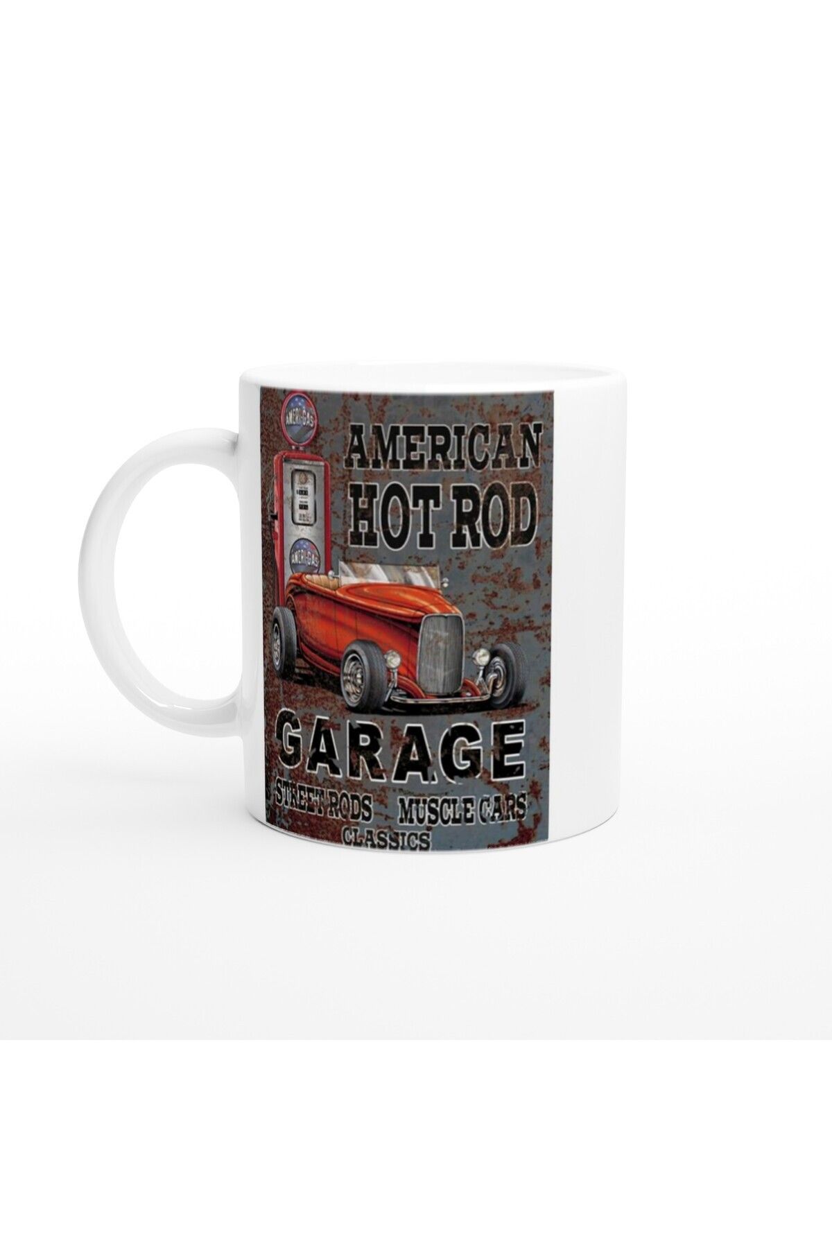 DERWARDEIN Amerikan Hot Rod ve Garaj Temalı Retro Kupa Bardak