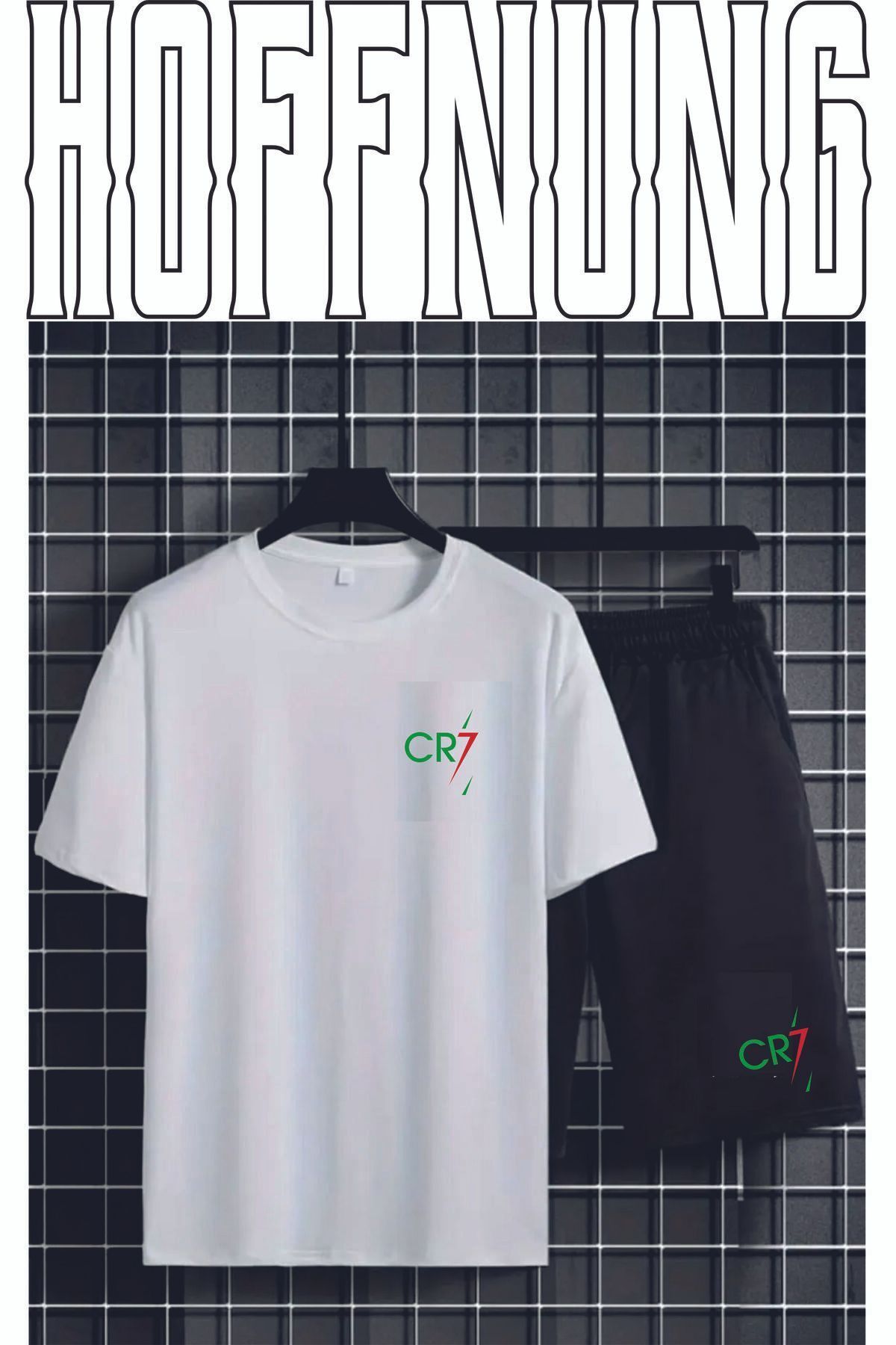 HOFFNUNG Full Shorts Oversize Cr&7 Baskılı Penye Şort Yazlık Takım