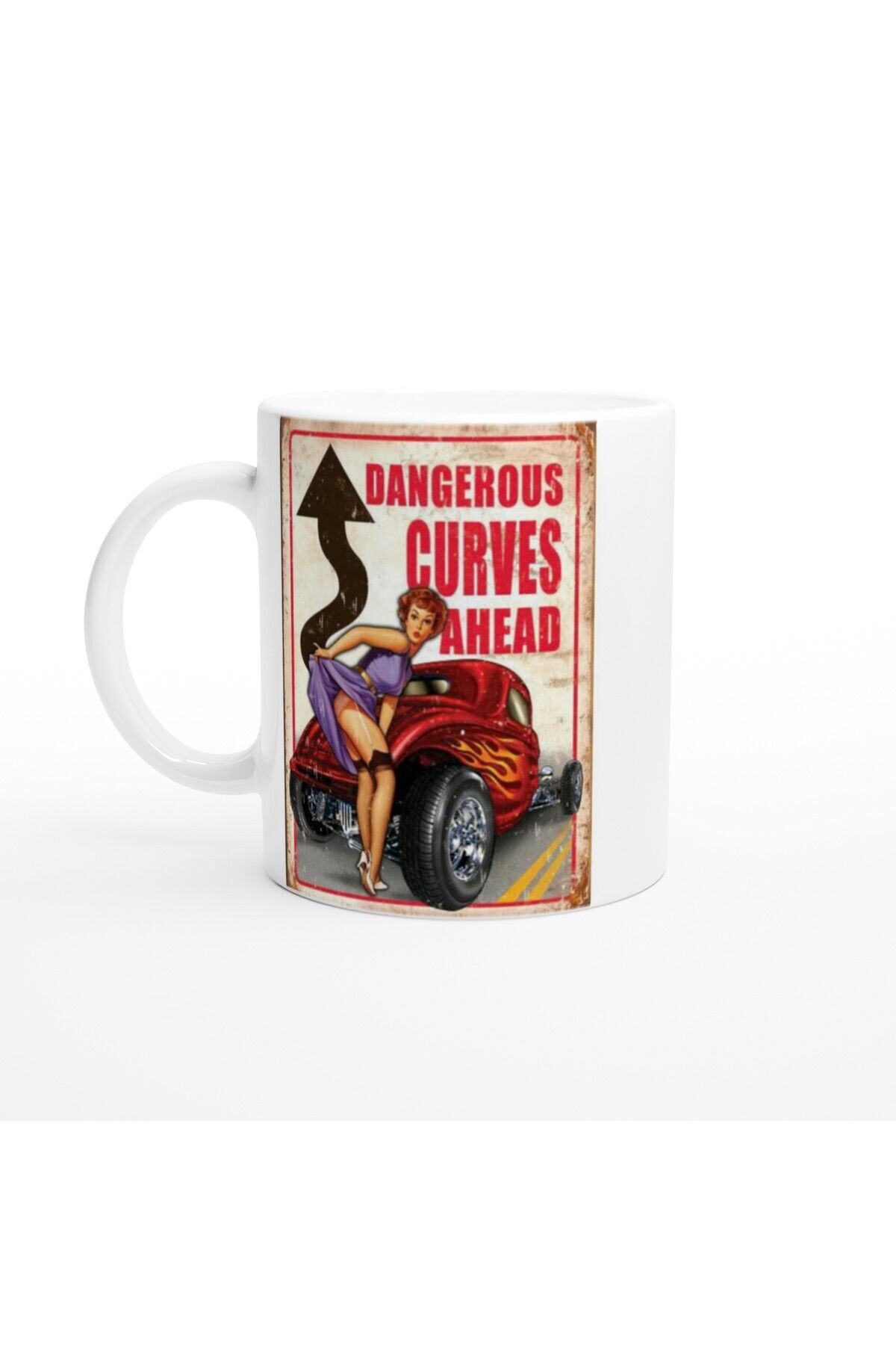 MESCHAIN Dangerous Curves Ahead Retro Kupa Bardak