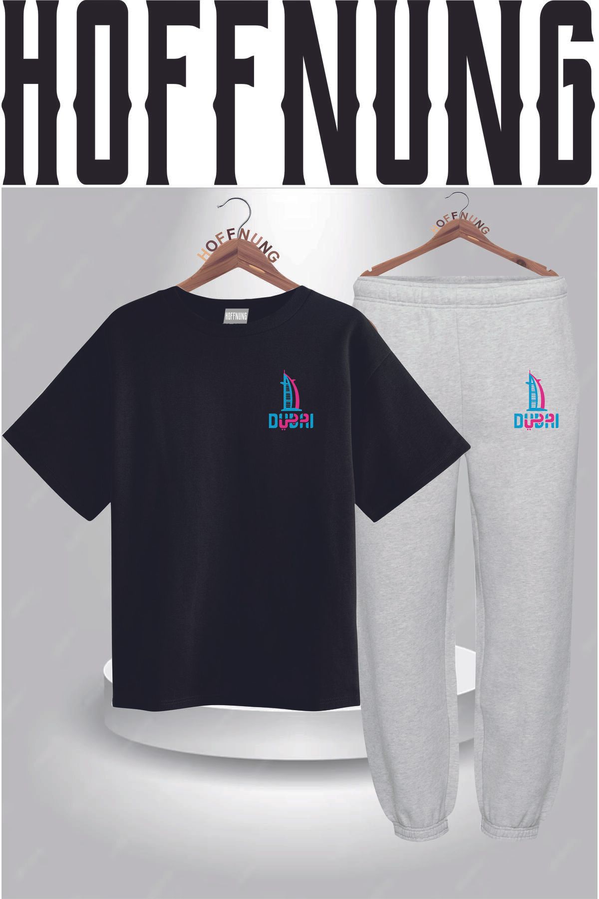 HOFFNUNG Full Pants Unisex Burj Alarab Dubaı Baskılı Full Pants Set 2'li