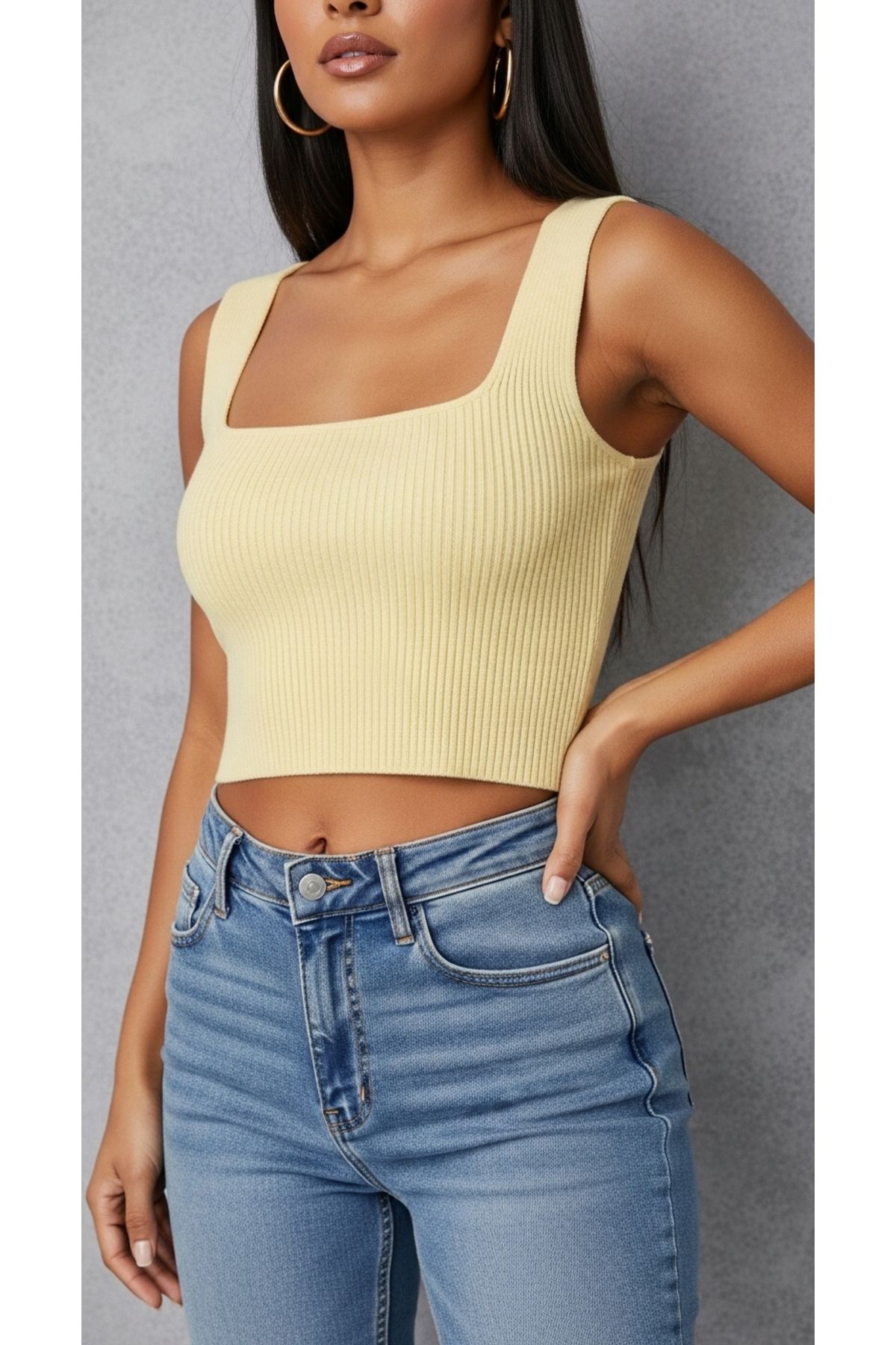 Butikdolabın Kadın Kare Yaka Crop Büstiyer