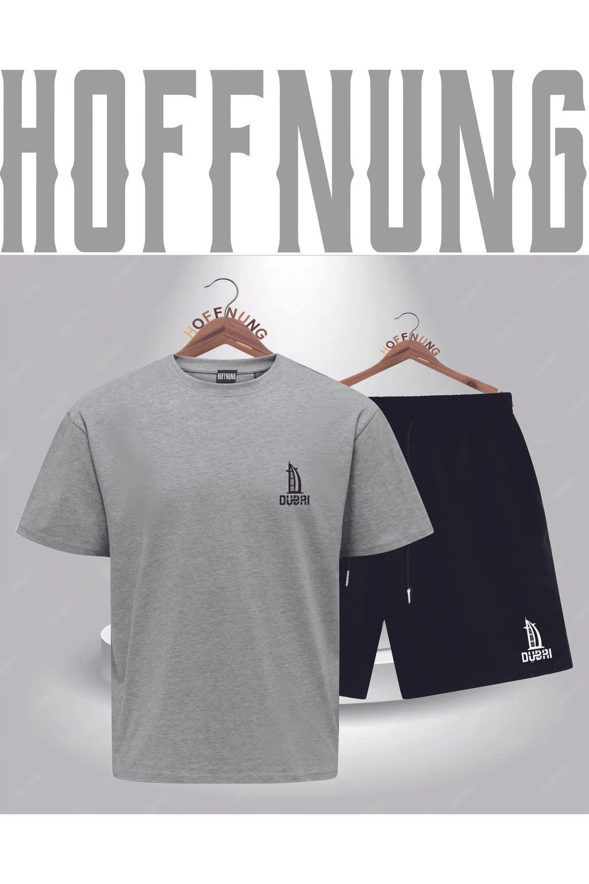 HOFFNUNG Full Shorts Oversize Bubaı Burj 1 Colour Baskılı Hoffnunf Penye Şort Yazlık Takım