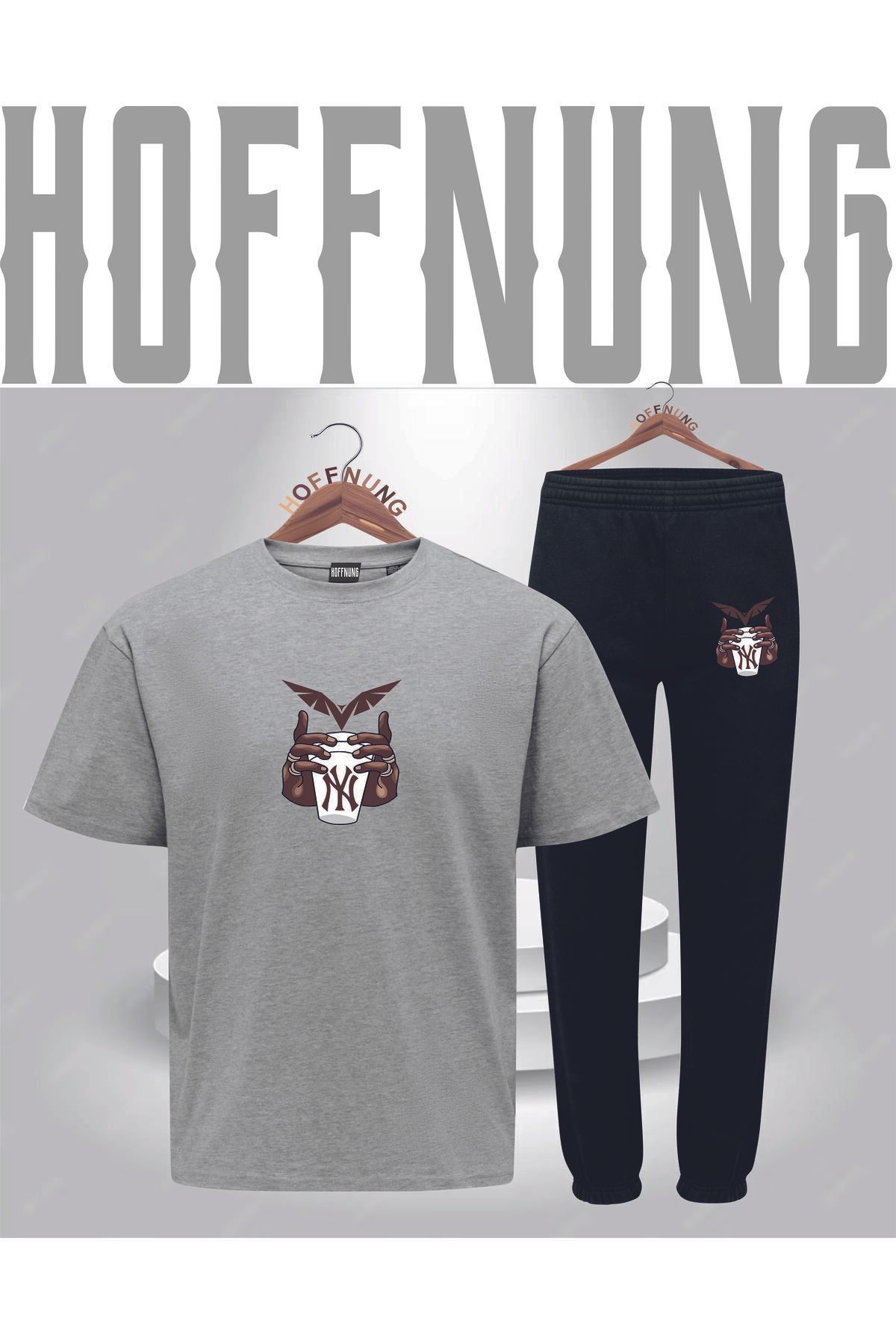 HOFFNUNG Full Pants Tişört Şort My Bardak 2 El Baskılı Full Pants Takım