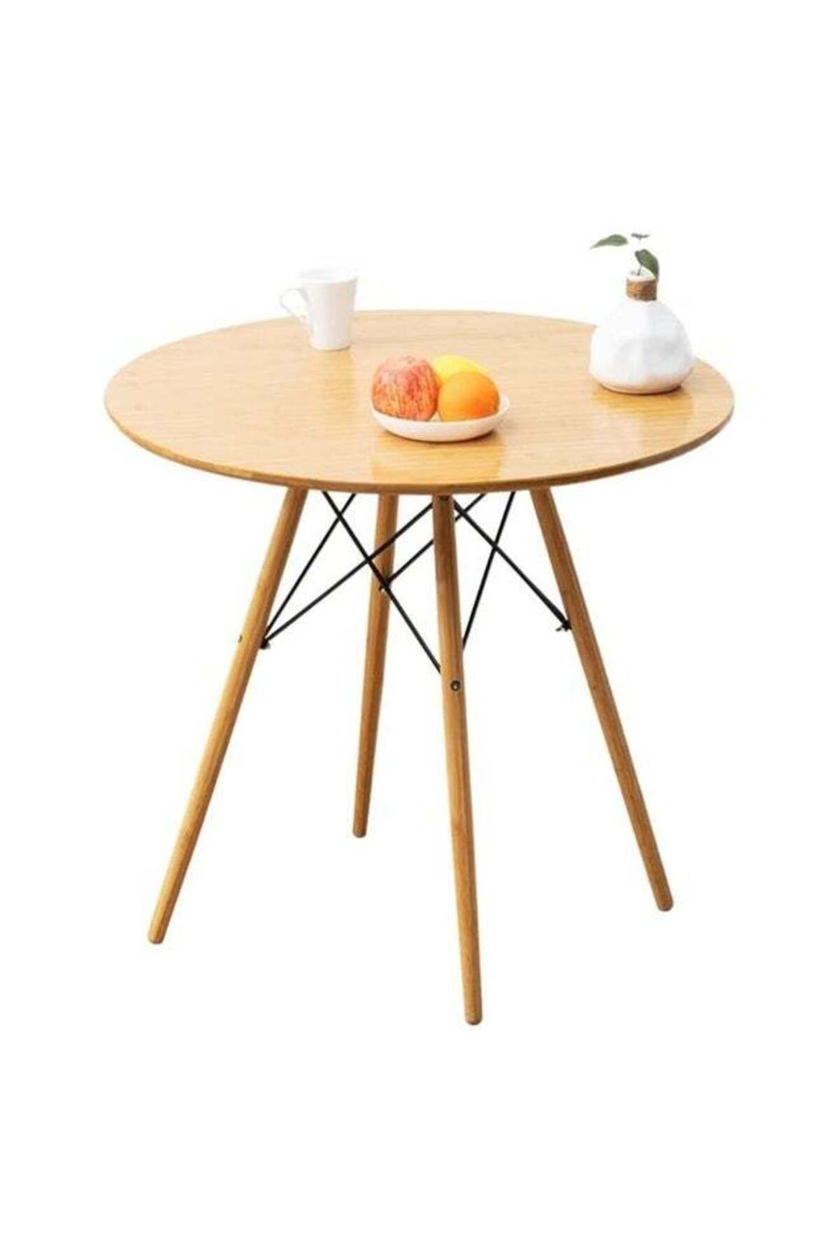 Taimi-5-Piece Dining Set Modern Round Dining Table 80x80x72cm with 4 Elegant Chair White Soft Padded Seats 8