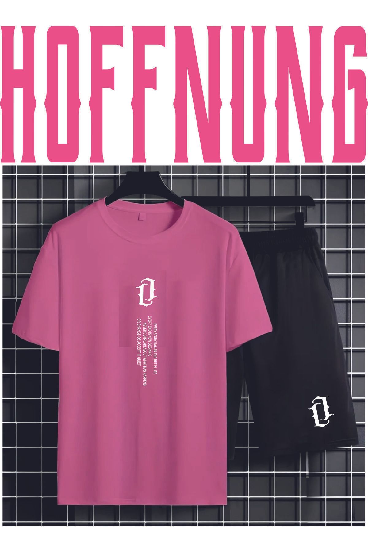 HOFFNUNG Full Shorts Aşk Mektubu Dık Baskılı Hoffnun G Tshirt