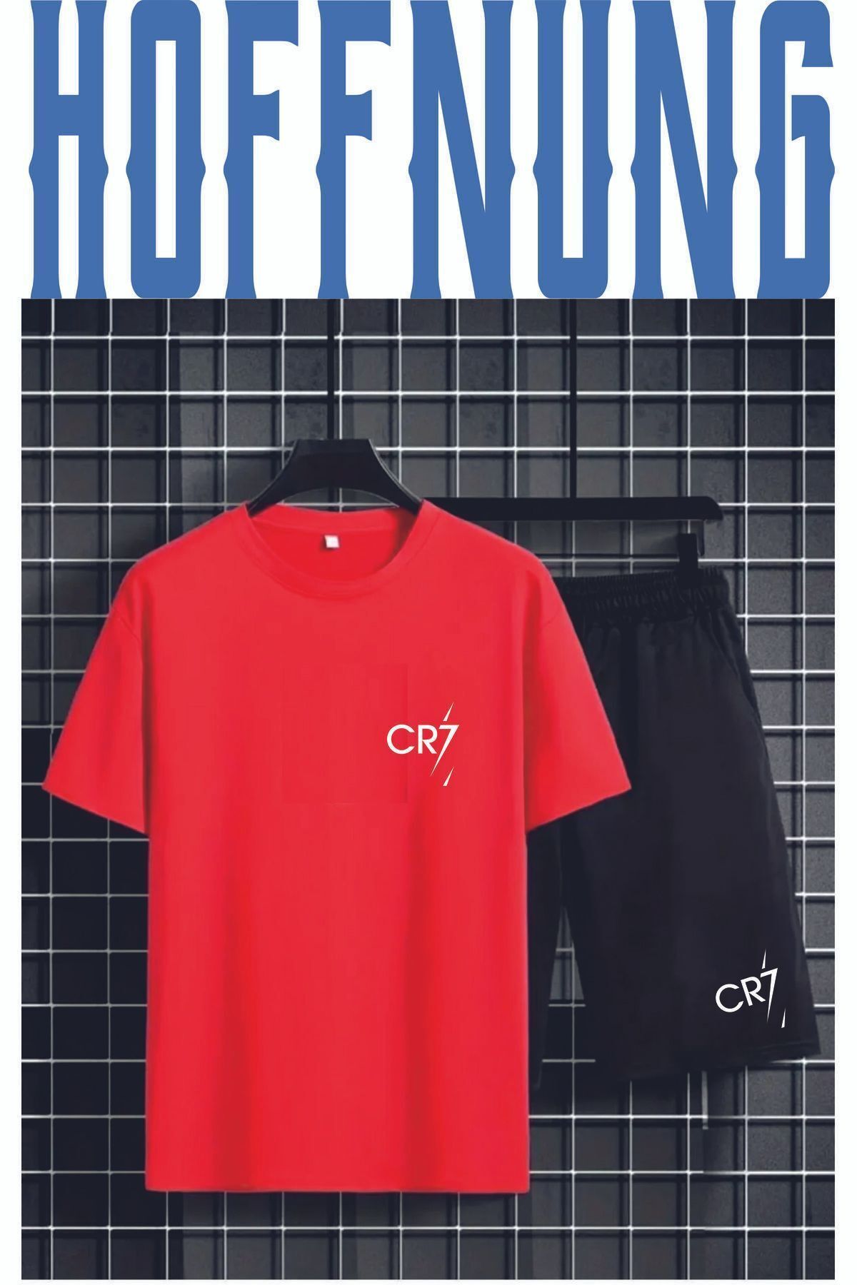 HOFFNUNG Full Shorts Oversize Cr&7 Baskılı Penye Şort Yazlık Takım
