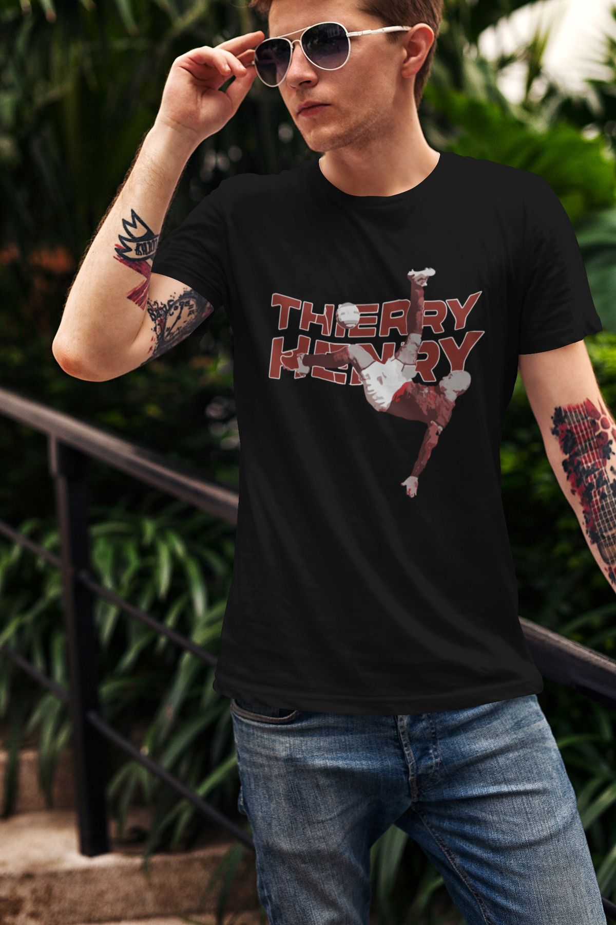 Biy Store Thierry Henry rövaşata fotoğraf forma baskılı unisex kadın erkek kısa kollu tişört t-shirt