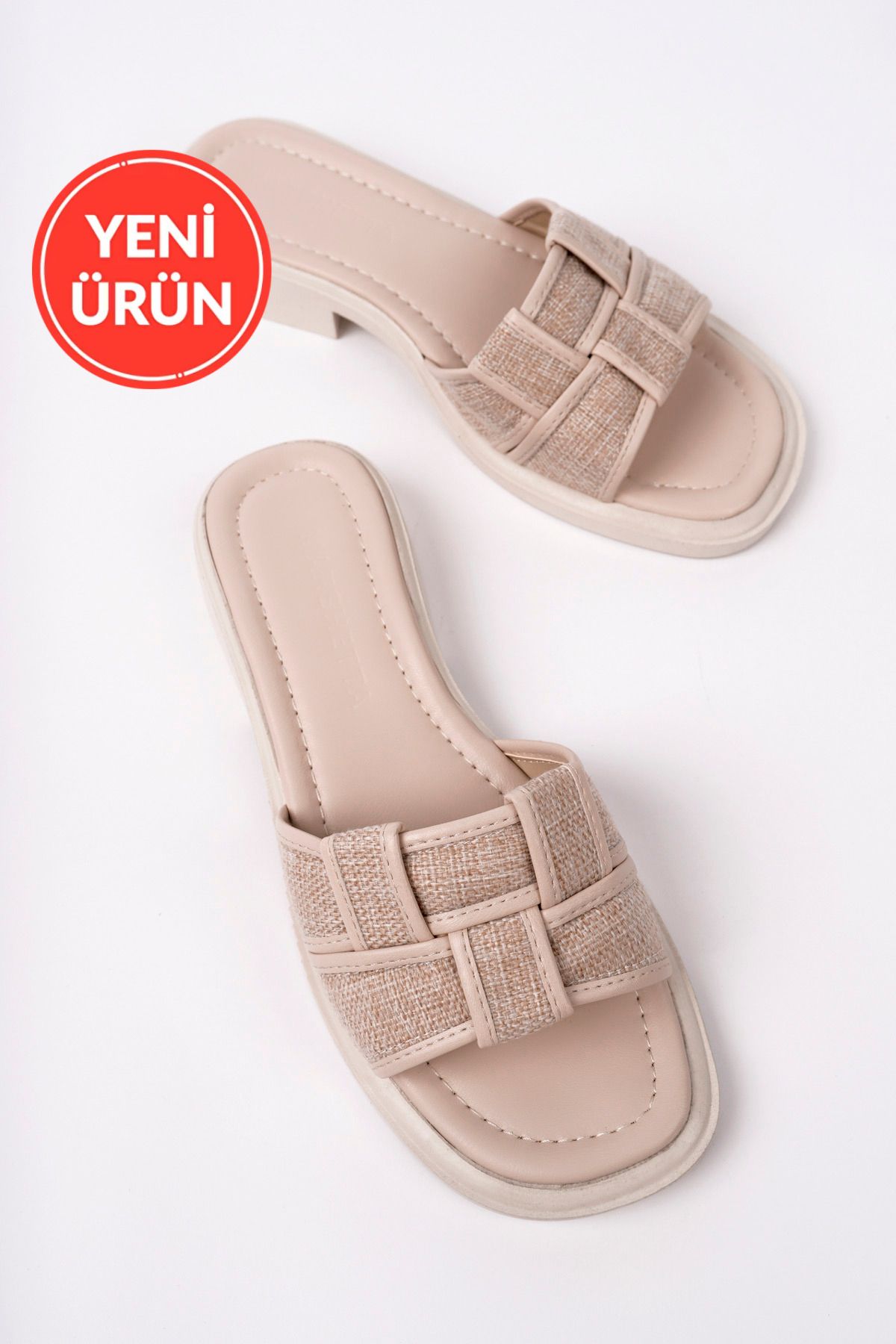 MARSHETTA Rox Model Günlük Kadın Bej Keten Terlik