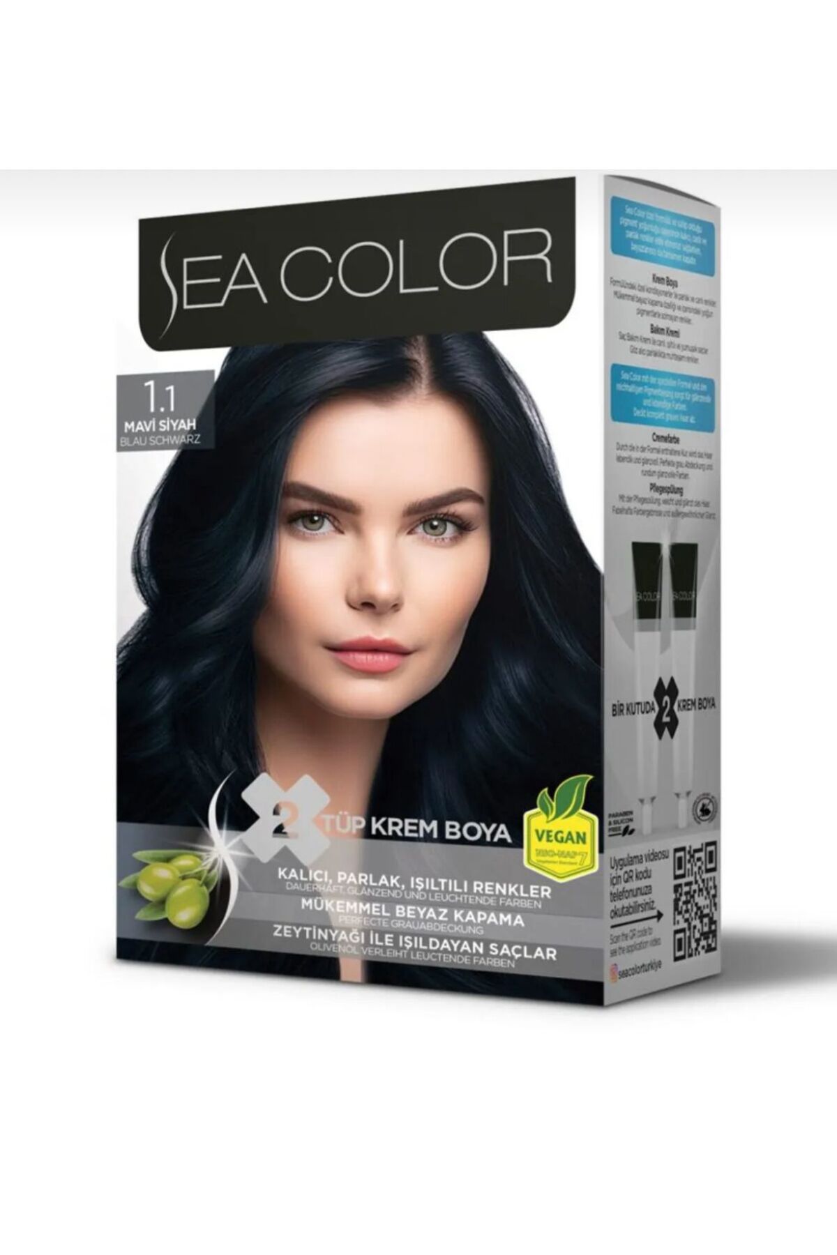 TASARIM13 Sea Color Kit Saç Boyası 1.1 Mavi Siyah