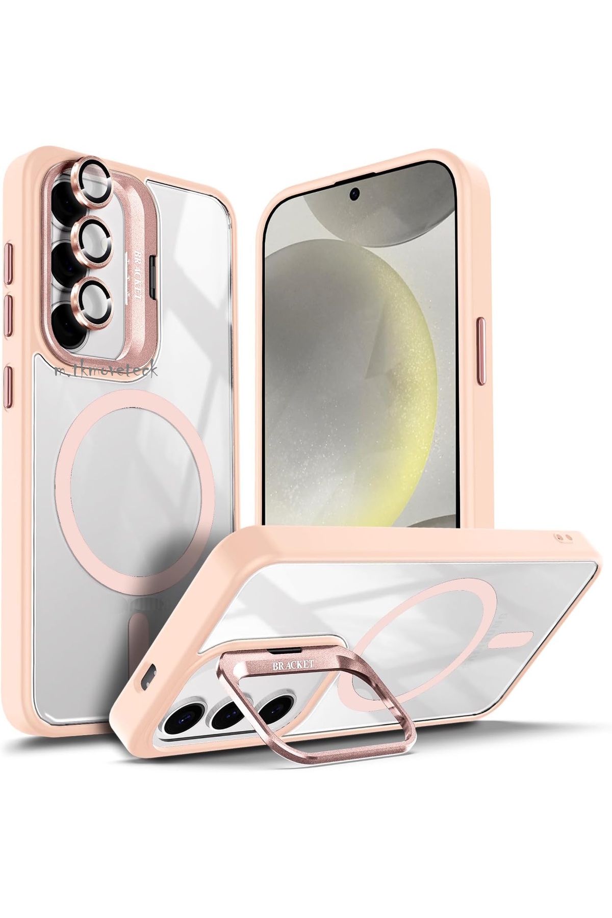 m.tk moveteck Samsung Galaxy A56 Kılıf Standlı Mika Magsafe Hassas Buton Metal Tuşlu +Kamera Lens Cam Hediyeli Set