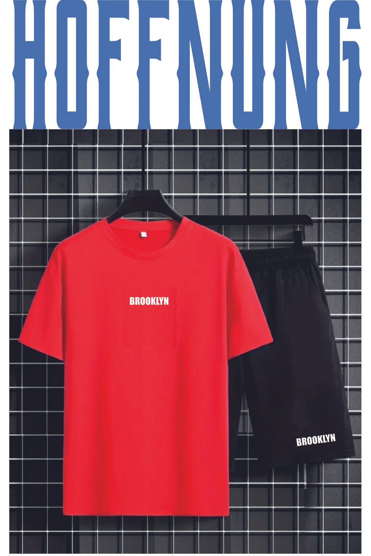 HOFFNUNG Full Short Baskili Brooklyn T-shirt Şortlu Alt Üst Ikili Takım