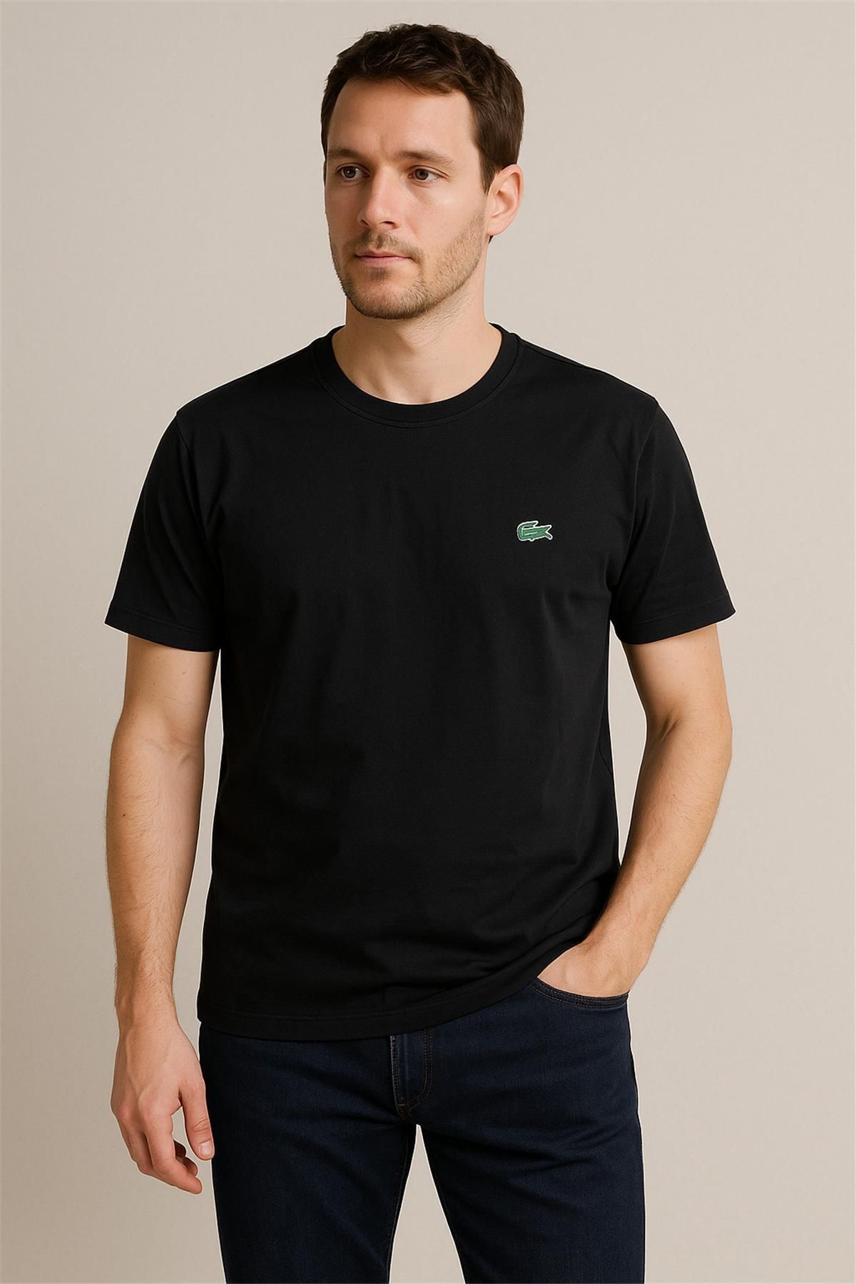 Lacco SİYAH BİSİKLET YAKA T-SHIRT – SÜPREME