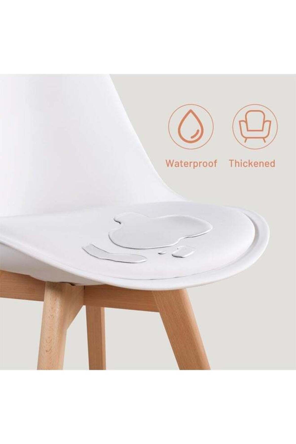 Taimi-5-Piece Dining Set Modern Round Dining Table 80x80x72cm with 4 Elegant Chair White Soft Padded Seats 5