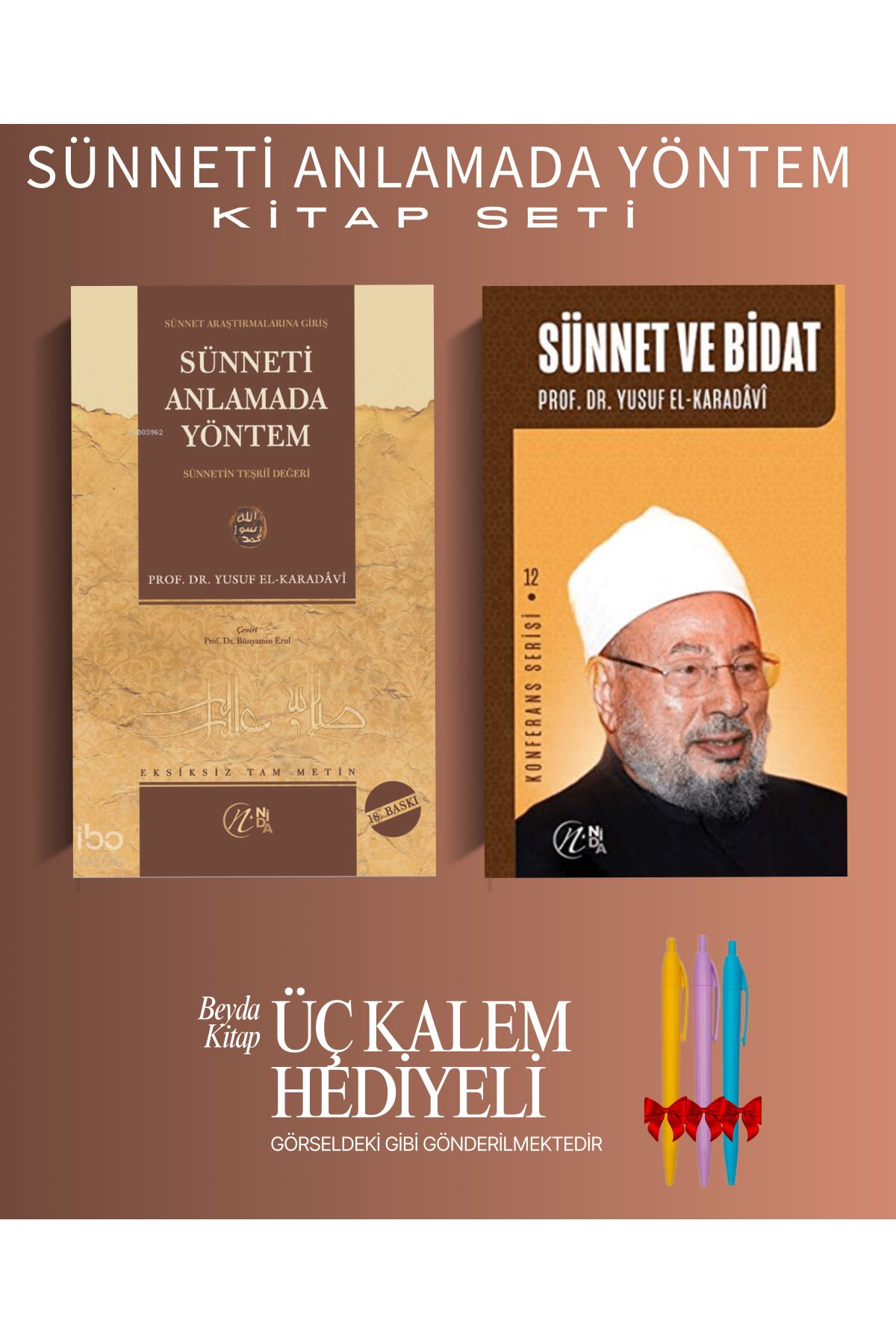 Nida Yayıncılık Sünneti Anlamada Yöntem - Sünnet ve Bidat - Kitap Seti - Kalem Hediyeli