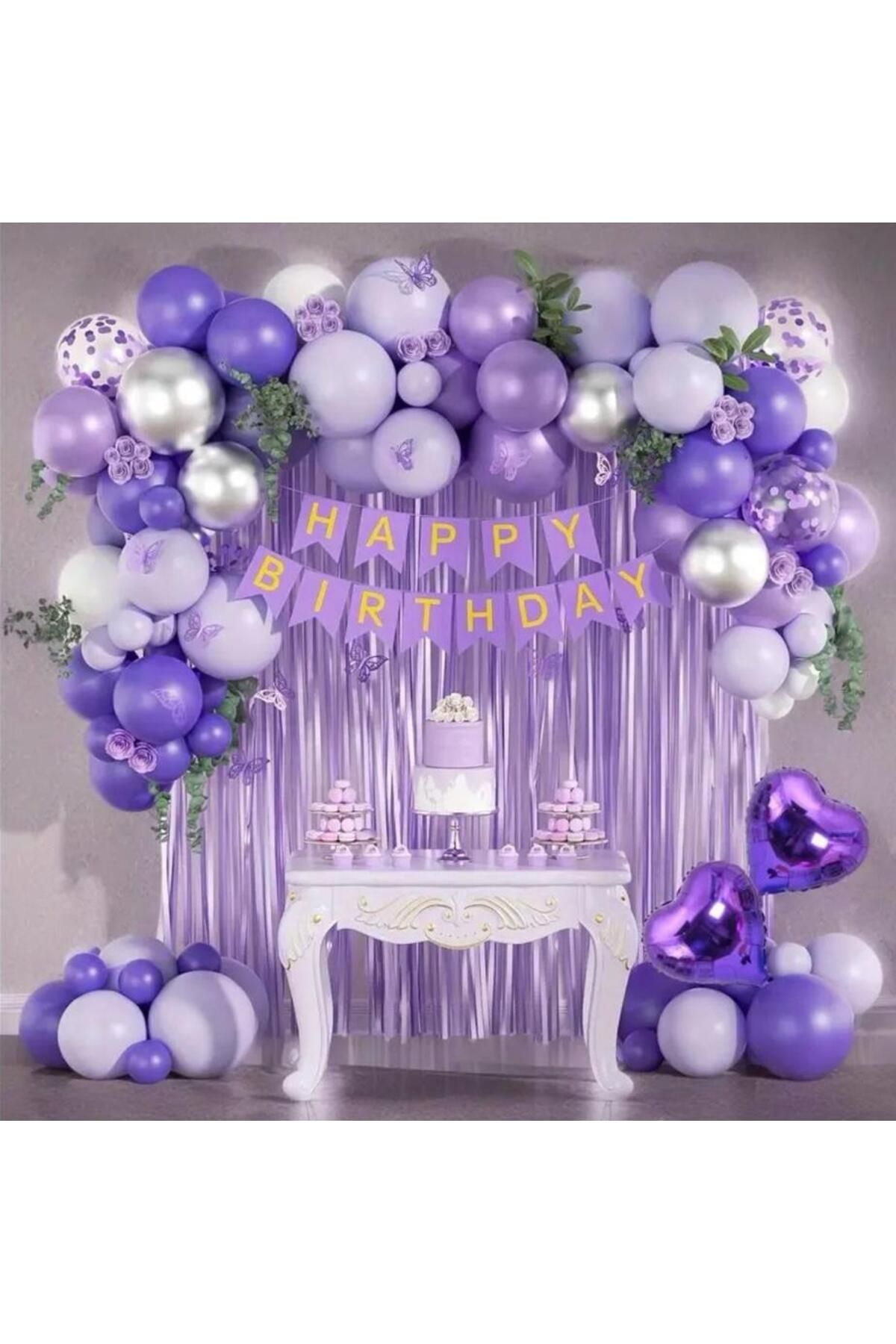 klbk 41 PARÇA MOR BEYAZ BALONLU DOĞUM GÜNÜ KONSEPTİ