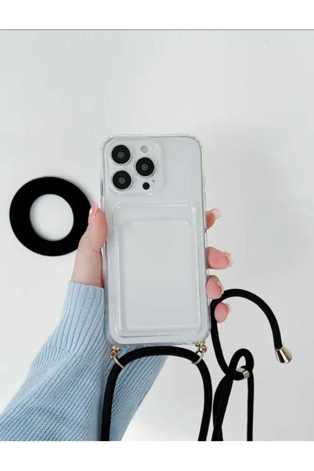 BilişimGo Technology Iphone 16 Pro Max Şeffaf Kartlıklı Boyun Askılı Ipli Kılıf