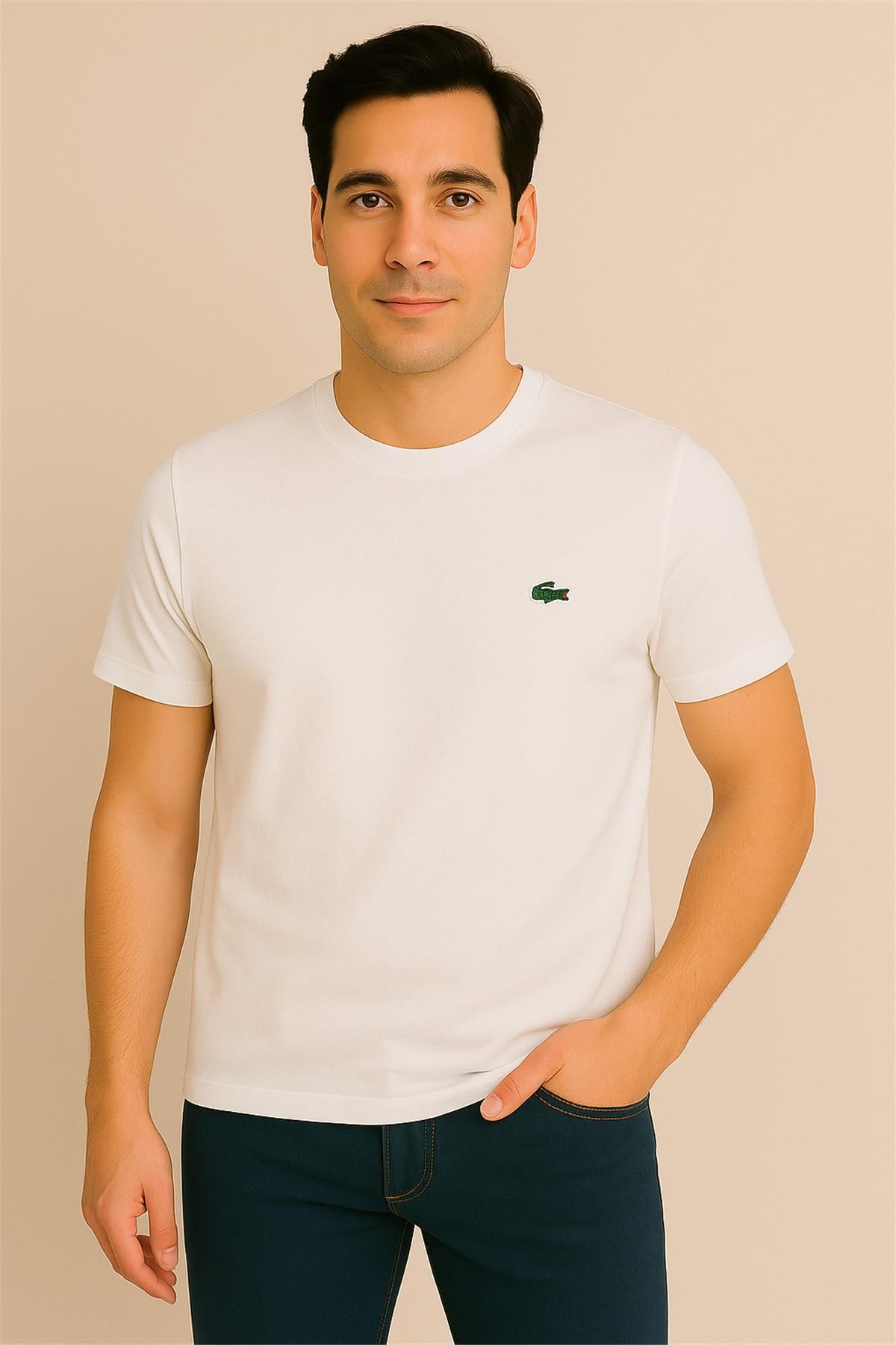 Lacco BEYAZ BİSİKLET YAKA T-SHIRT – SÜPREME