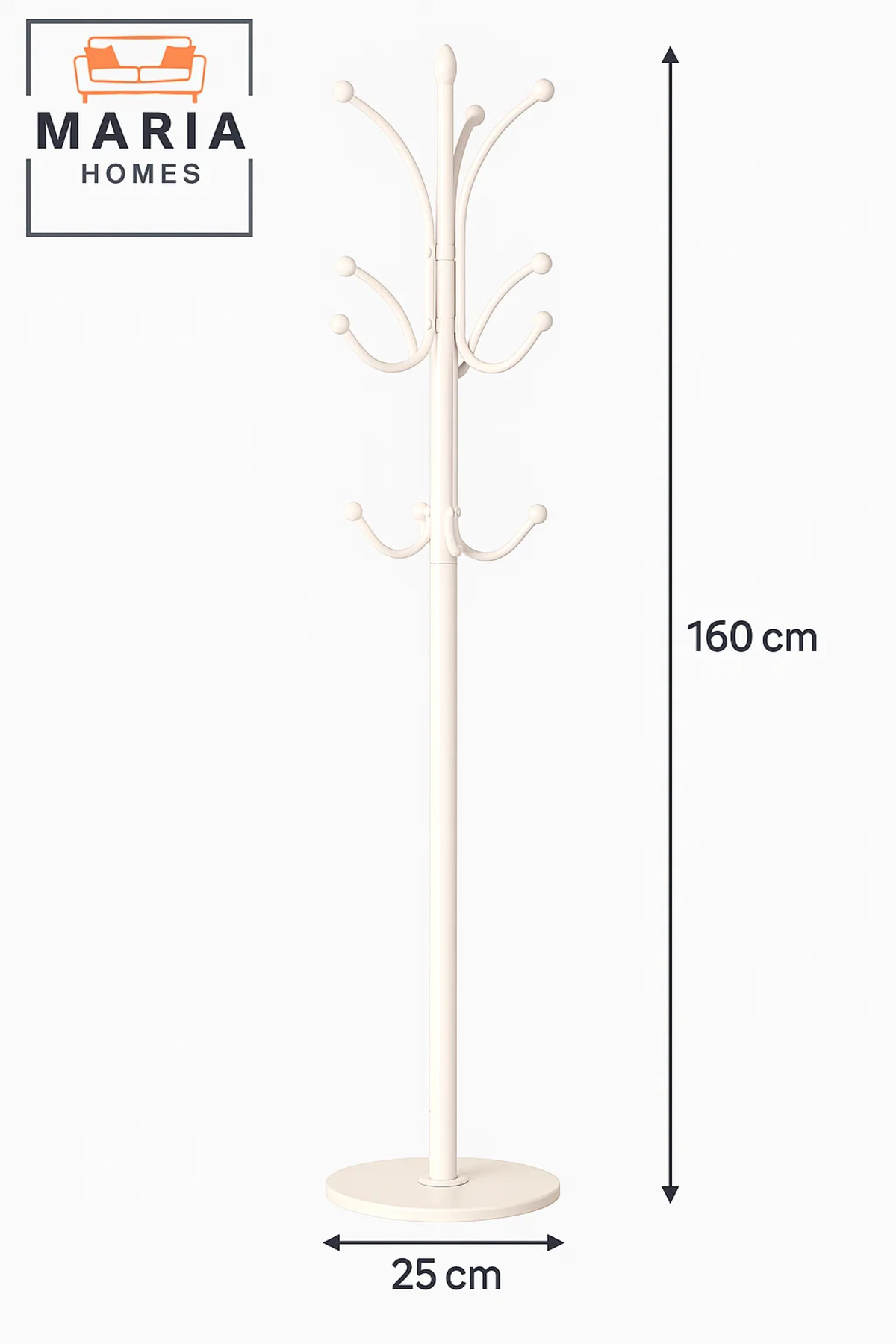 شماعة معاطف كلاسيكية باللون الأبيض مع خطافات كروية...
