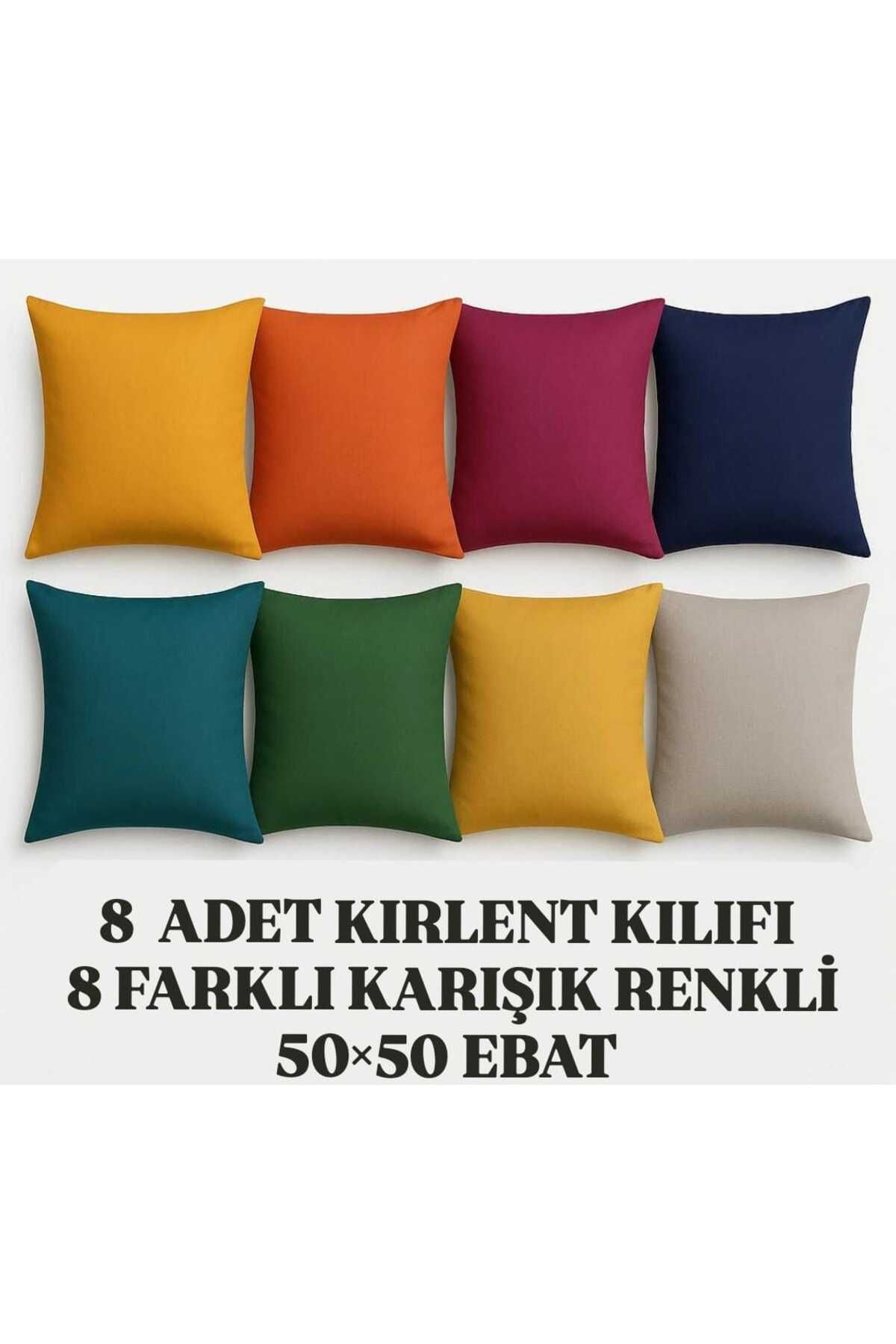Loova Kırlent kılıfı 8 adet %100 pamuklu 50*50 ebat lüx kırlent fermuarlı